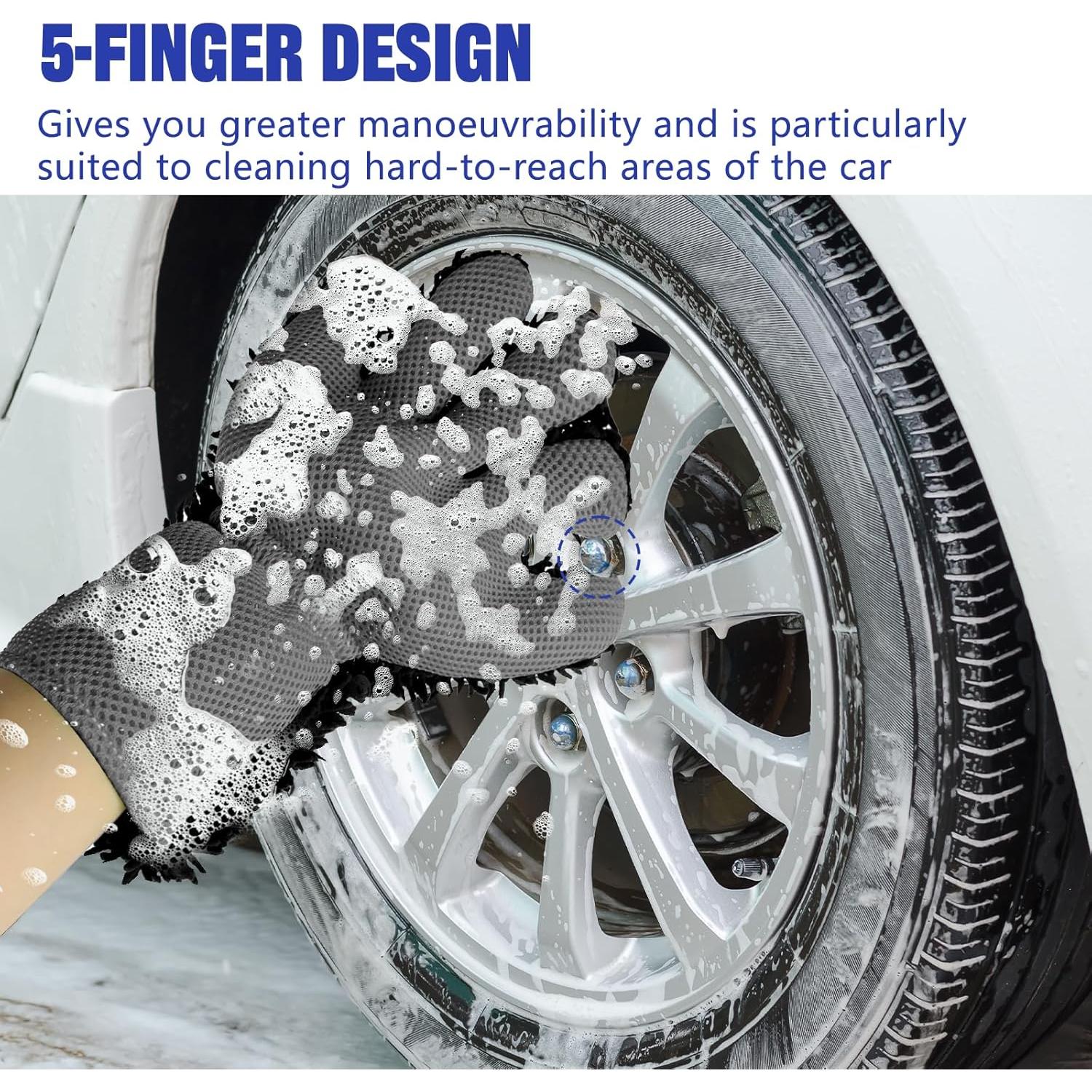 Guantes de Lavado de Autos Ongfuwu 2PCS Microfibra 28x25cm