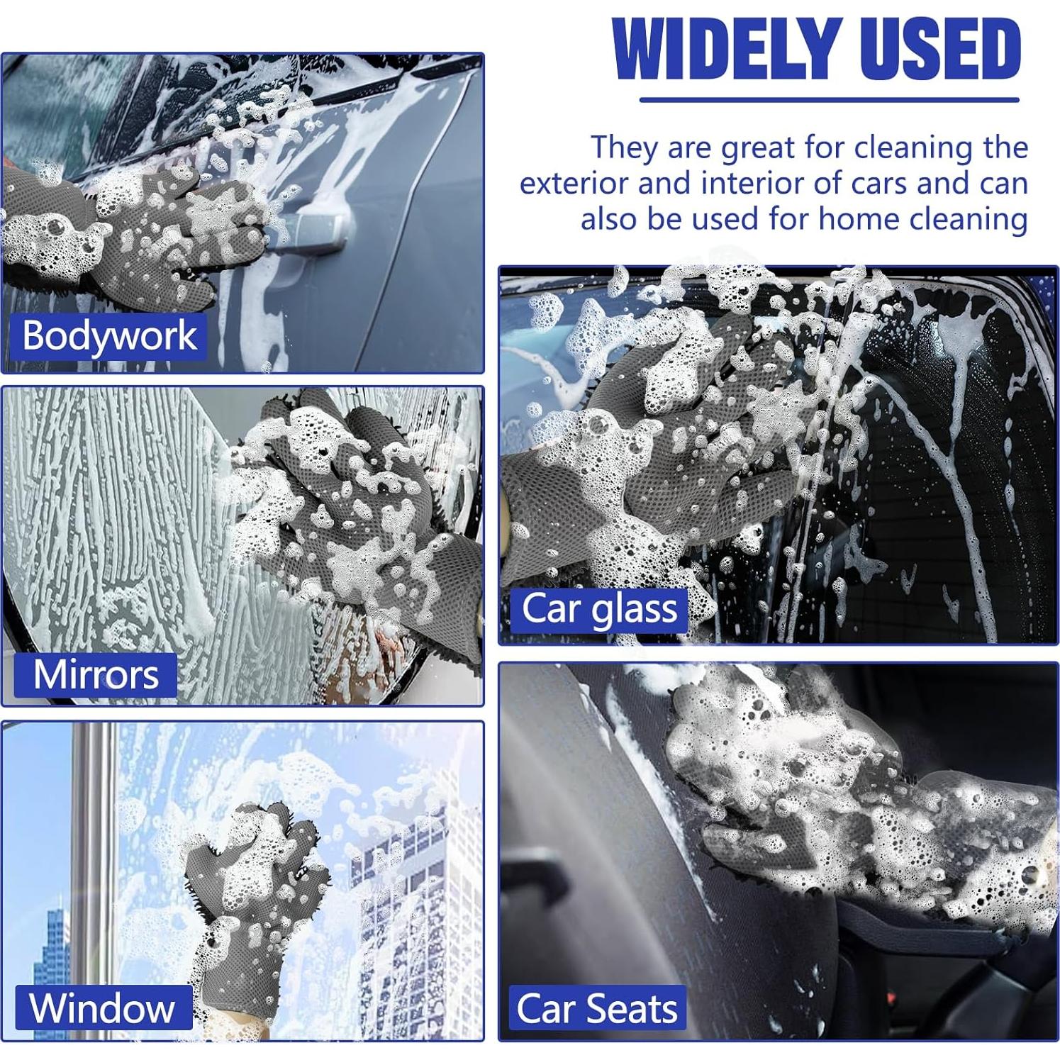 Guantes de Lavado de Autos Ongfuwu 2PCS Microfibra 28x25cm