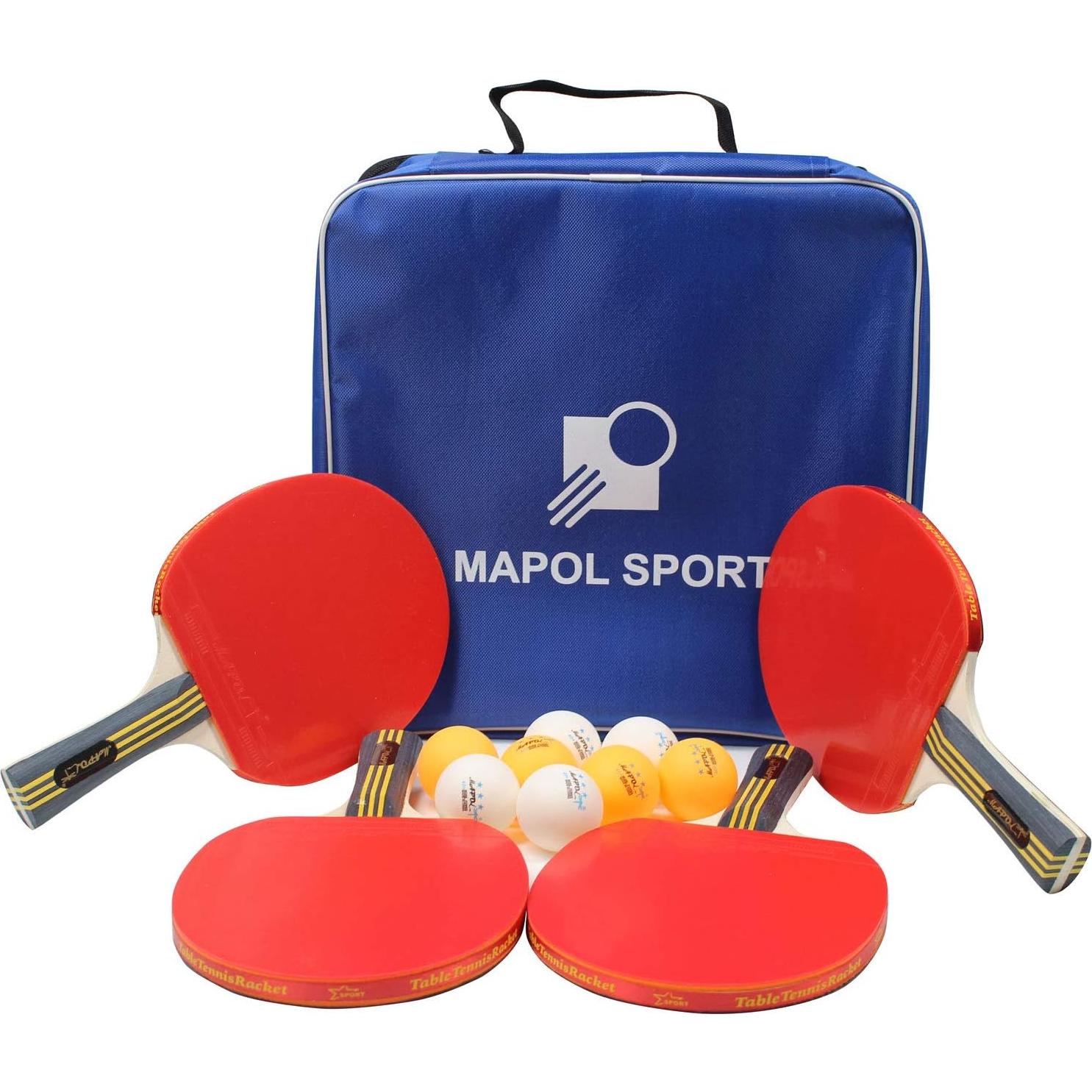 Conjunto de Tenis de Mesa MAPOL - 4 Palas y 8 Pelotas