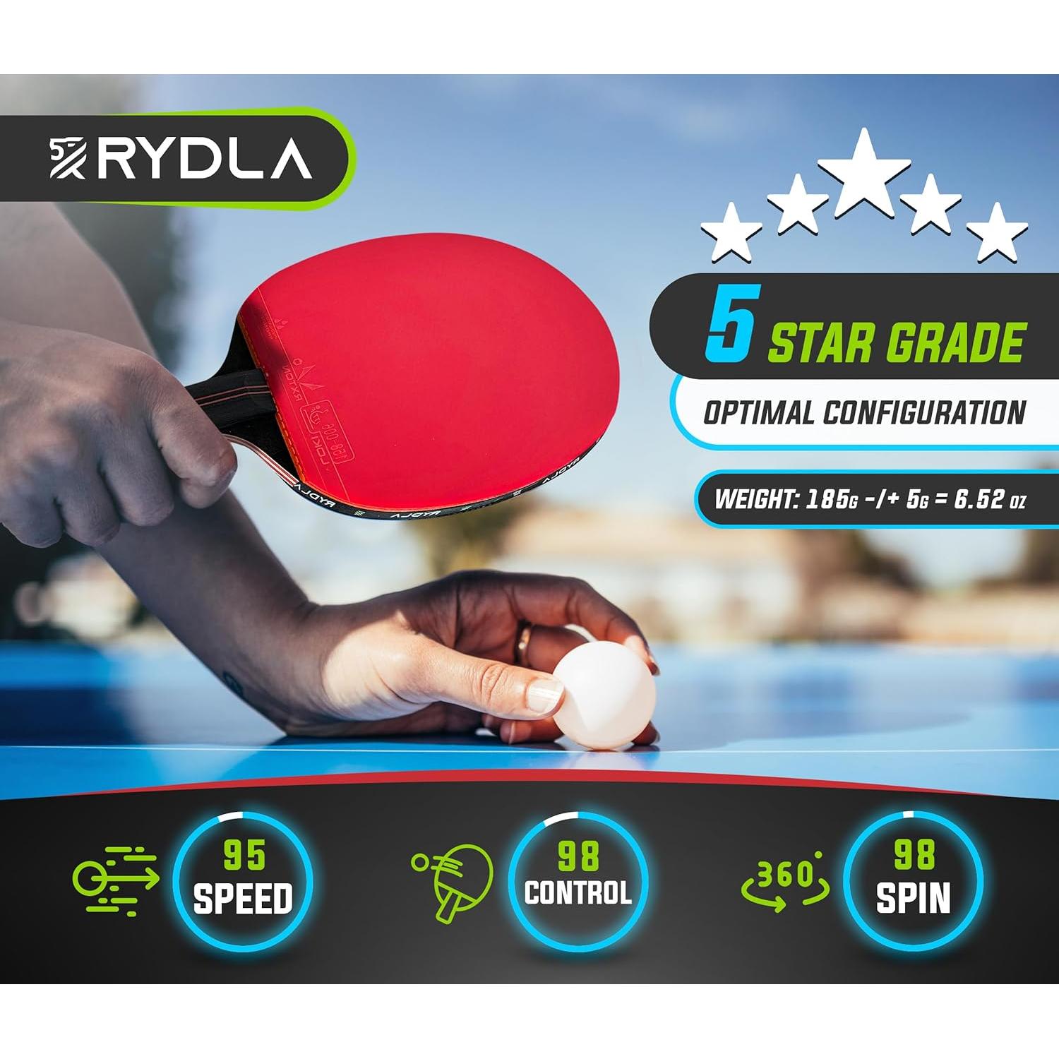 Paleta de Ping Pong Rydla Profesional con Fibra de Carbono