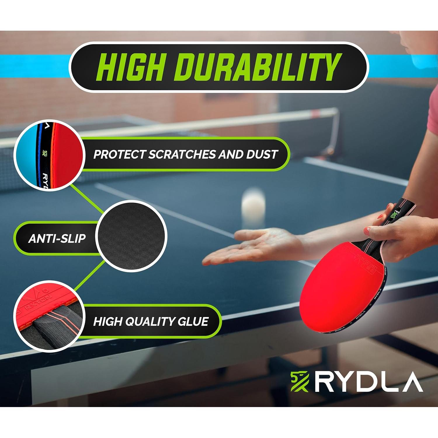 Paleta de Ping Pong Rydla Profesional con Fibra de Carbono