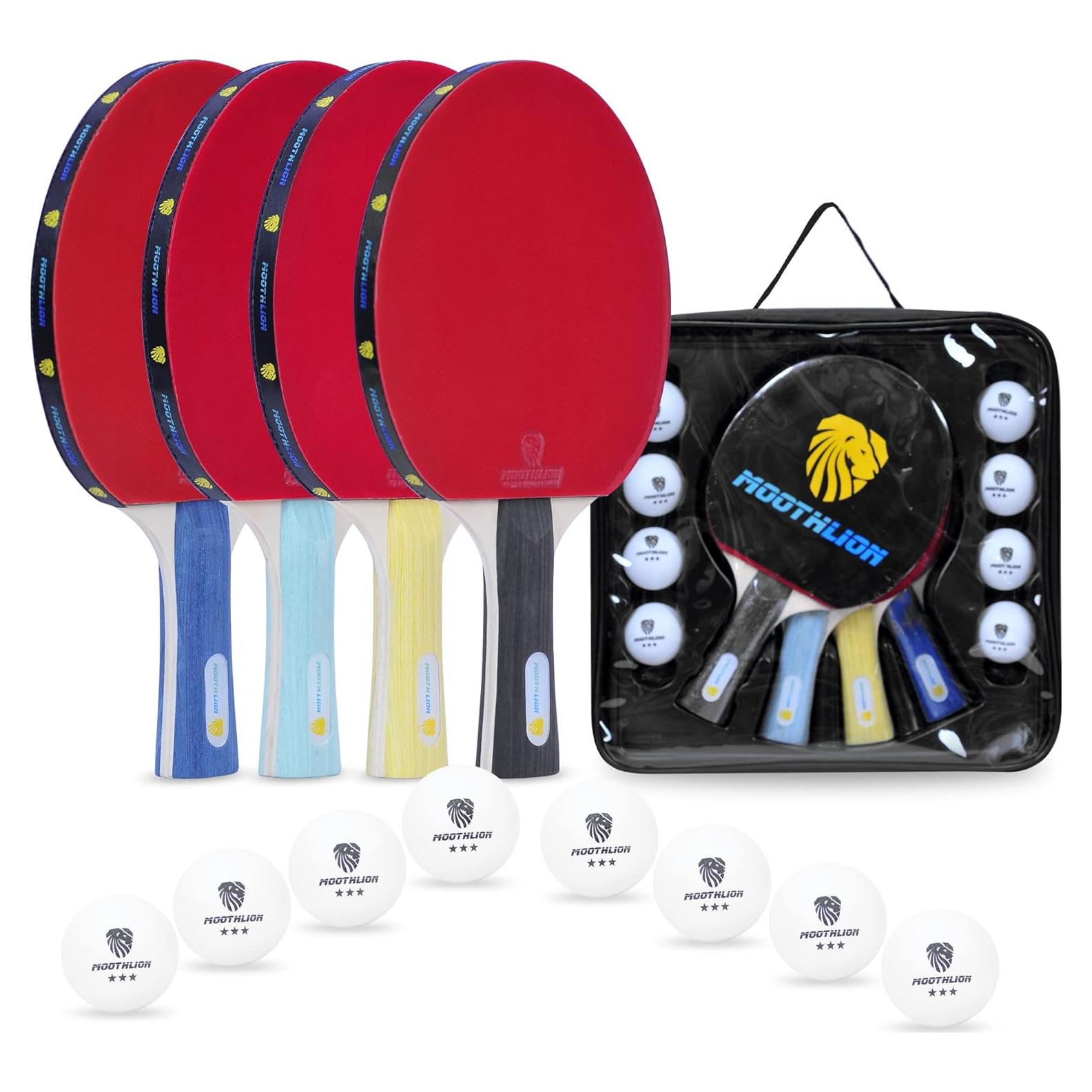 Juego de Palas de Ping Pong MOOTHLION con 4 Palas y 8 Pelotas