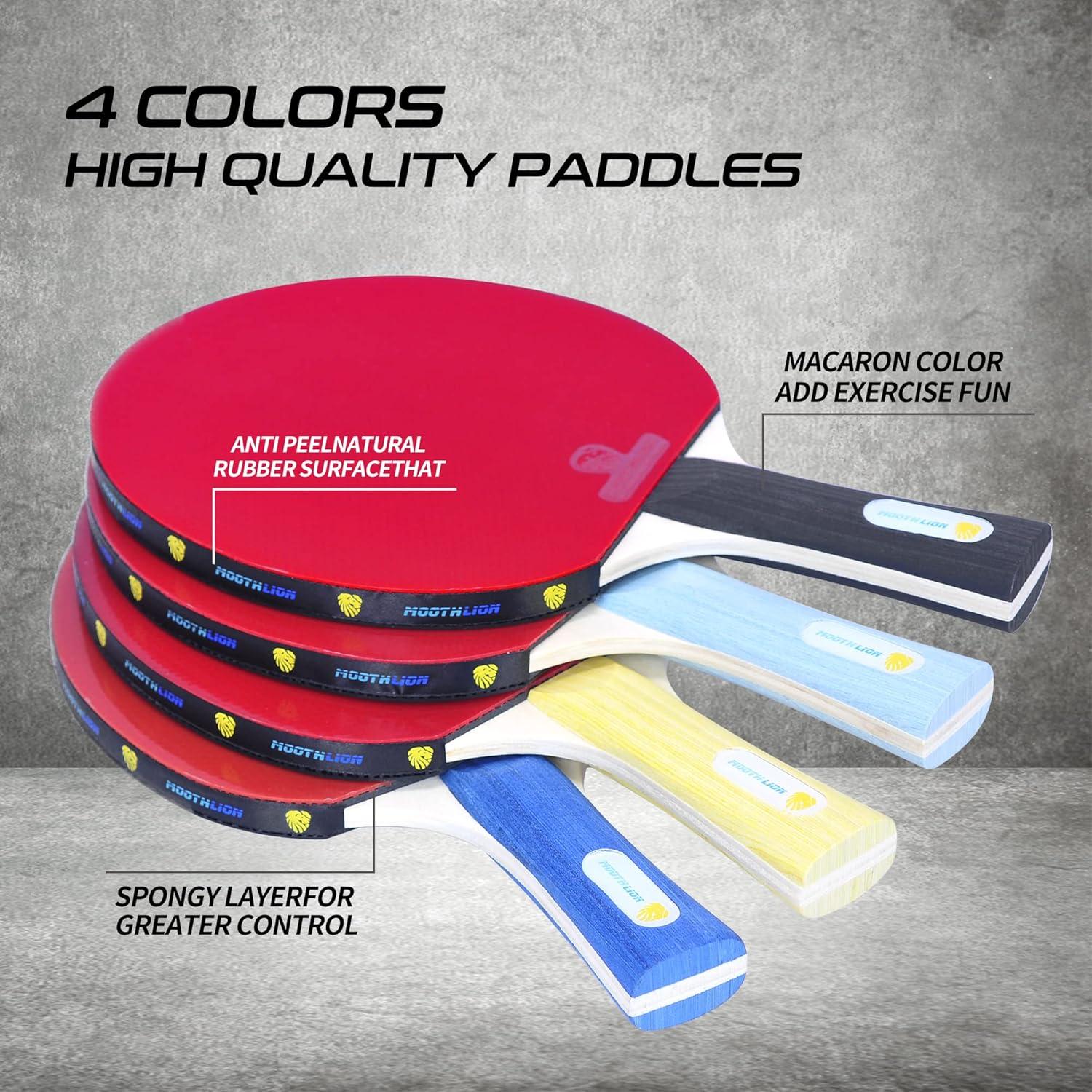 Juego de Palas de Ping Pong MOOTHLION con 4 Palas y 8 Pelotas
