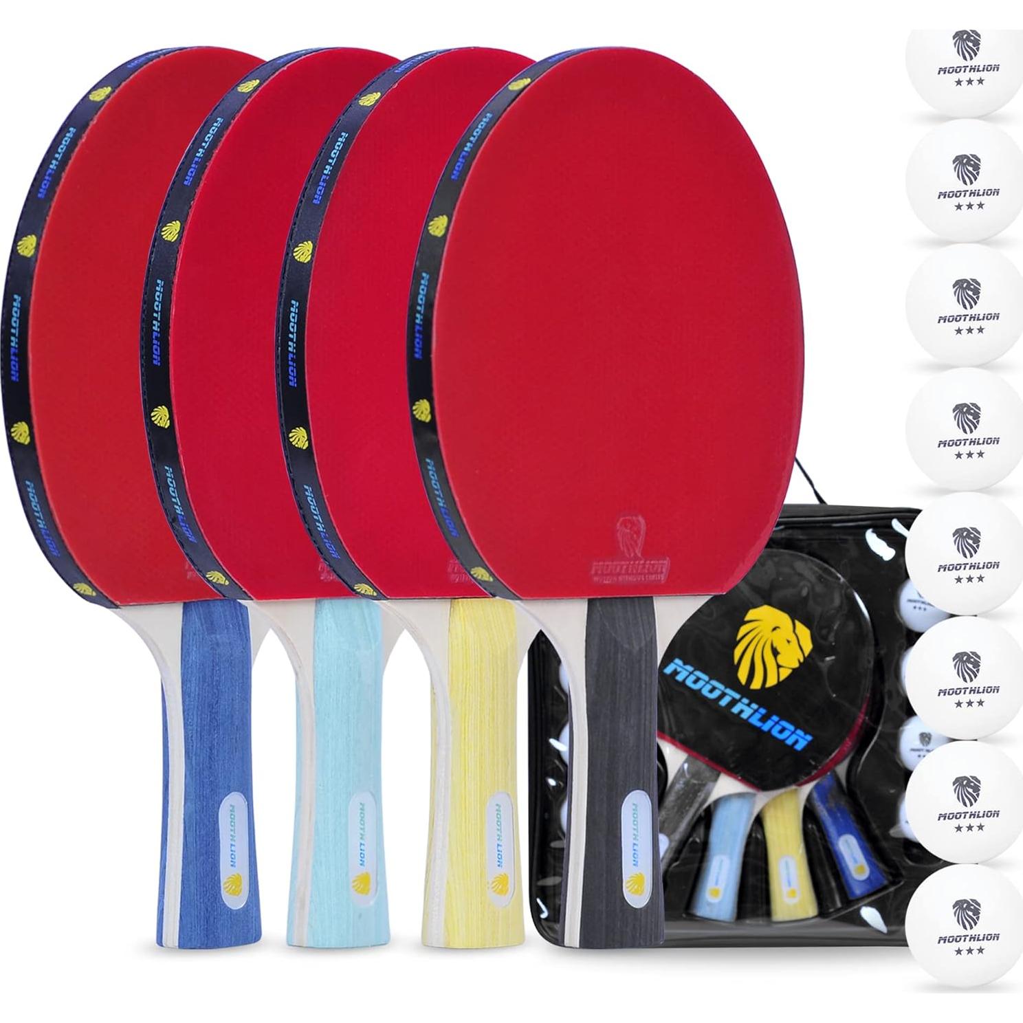 Juego de Palas de Ping Pong MOOTHLION con 4 Palas y 8 Pelotas