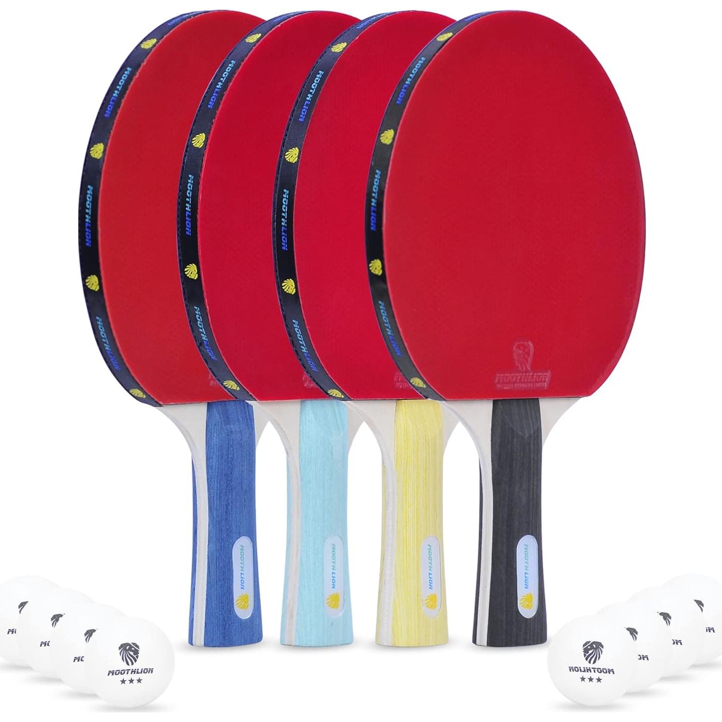 Juego de Palas de Ping Pong MOOTHLION con 4 Palas y 8 Pelotas