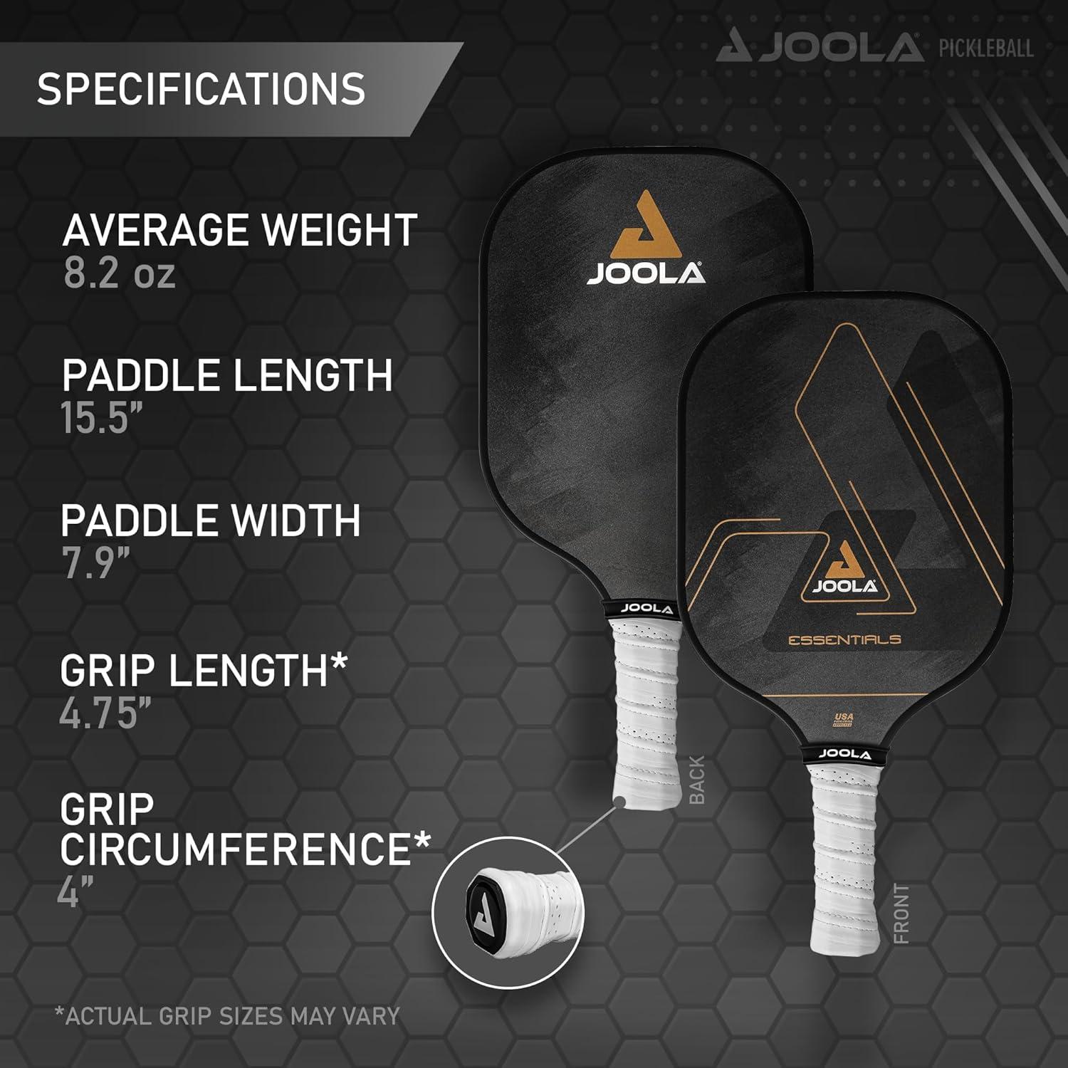 Paleta de Pickleball JOOLA Esenciales Negra - Fibra de Vidrio