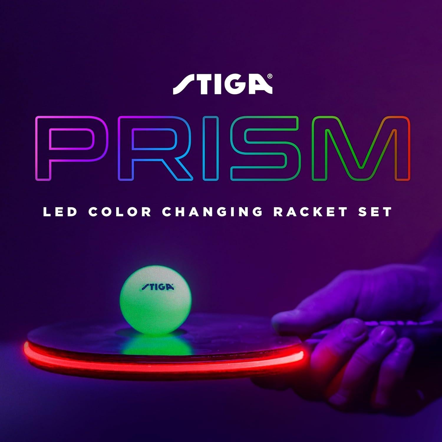 Paleta de Ping Pong LED Stiga Prism - 5 Modos de Color + 3 Pelotas