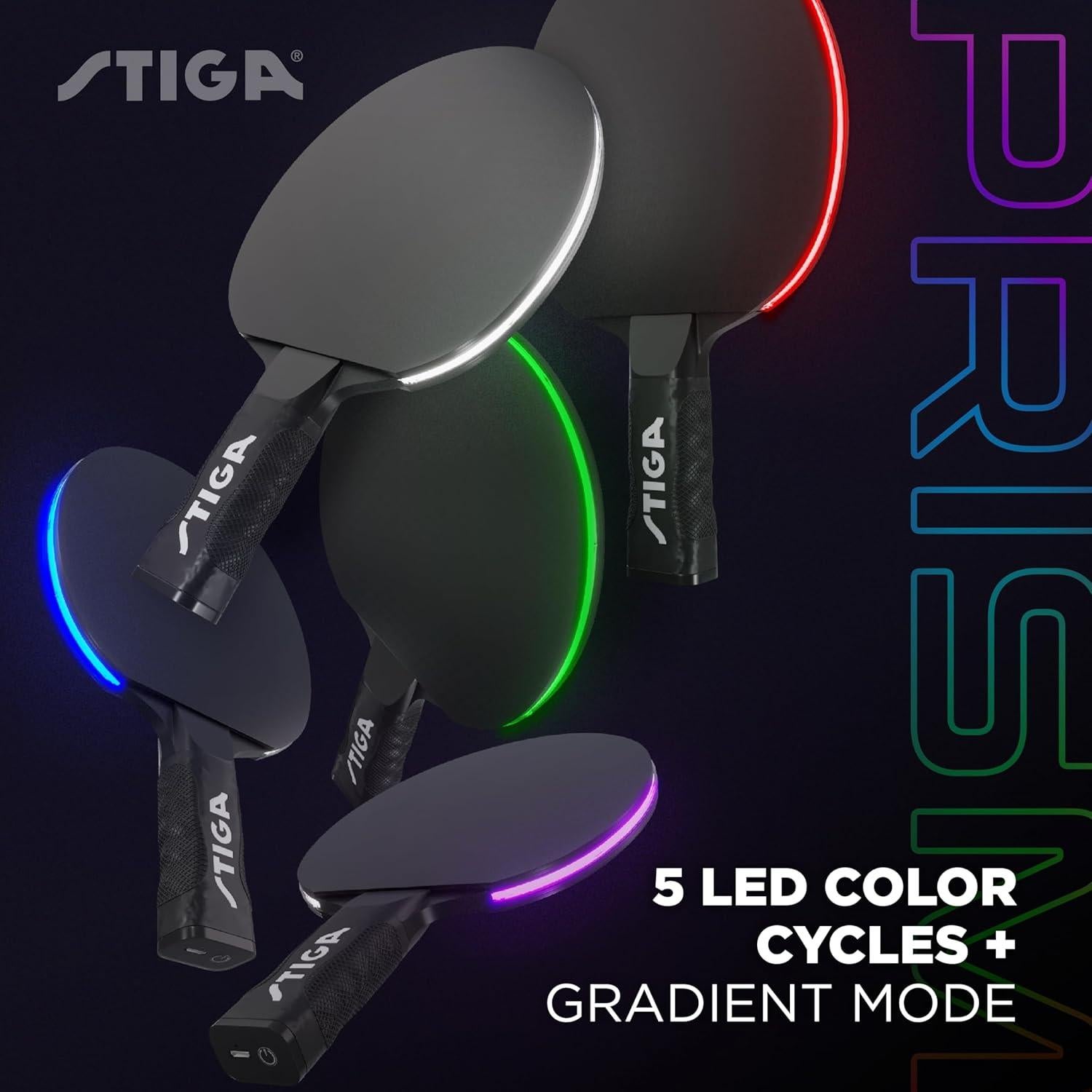 Paleta de Ping Pong LED Stiga Prism - 5 Modos de Color + 3 Pelotas