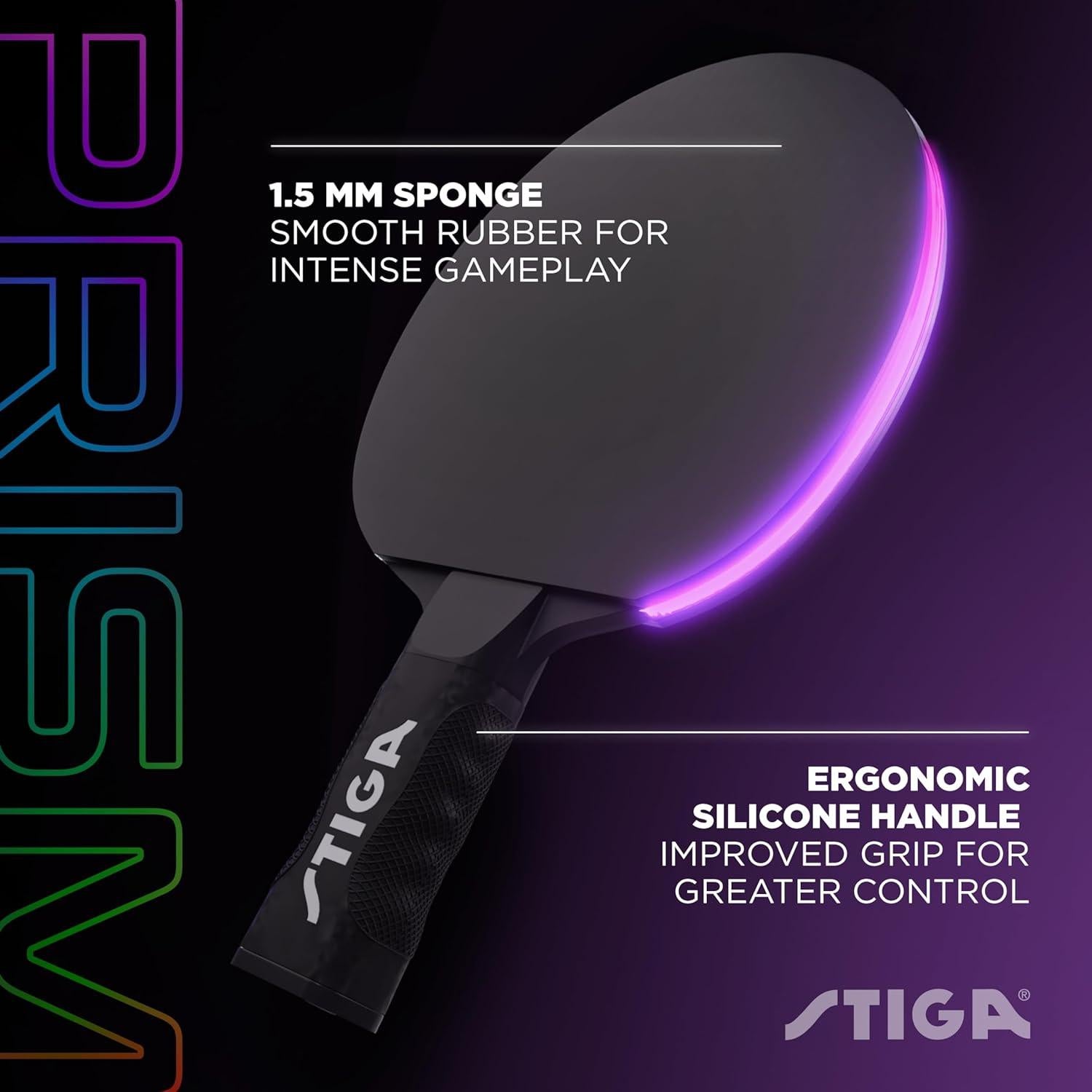 Paleta de Ping Pong LED Stiga Prism - 5 Modos de Color + 3 Pelotas