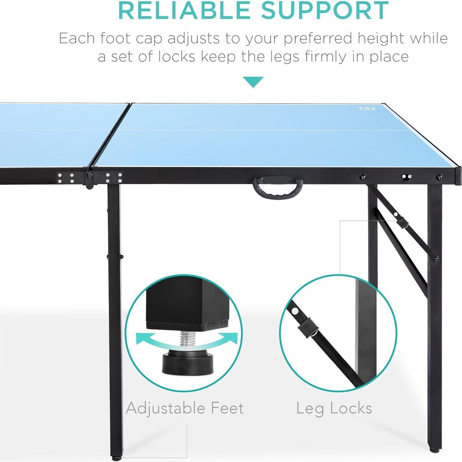 Mesa de Ping Pong Portátil Mejor Opción 182x91cm Plegable