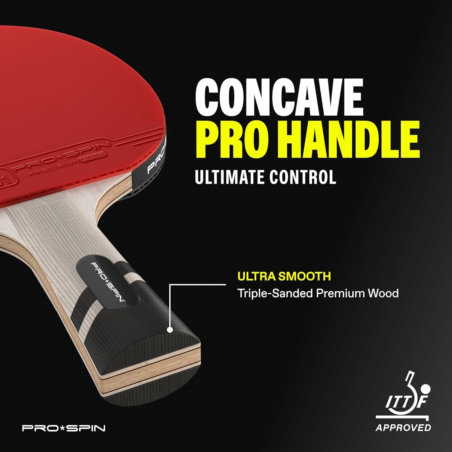 Palas de Ping Pong PRO-SPIN de Fibra de Carbono - Paquete de 4