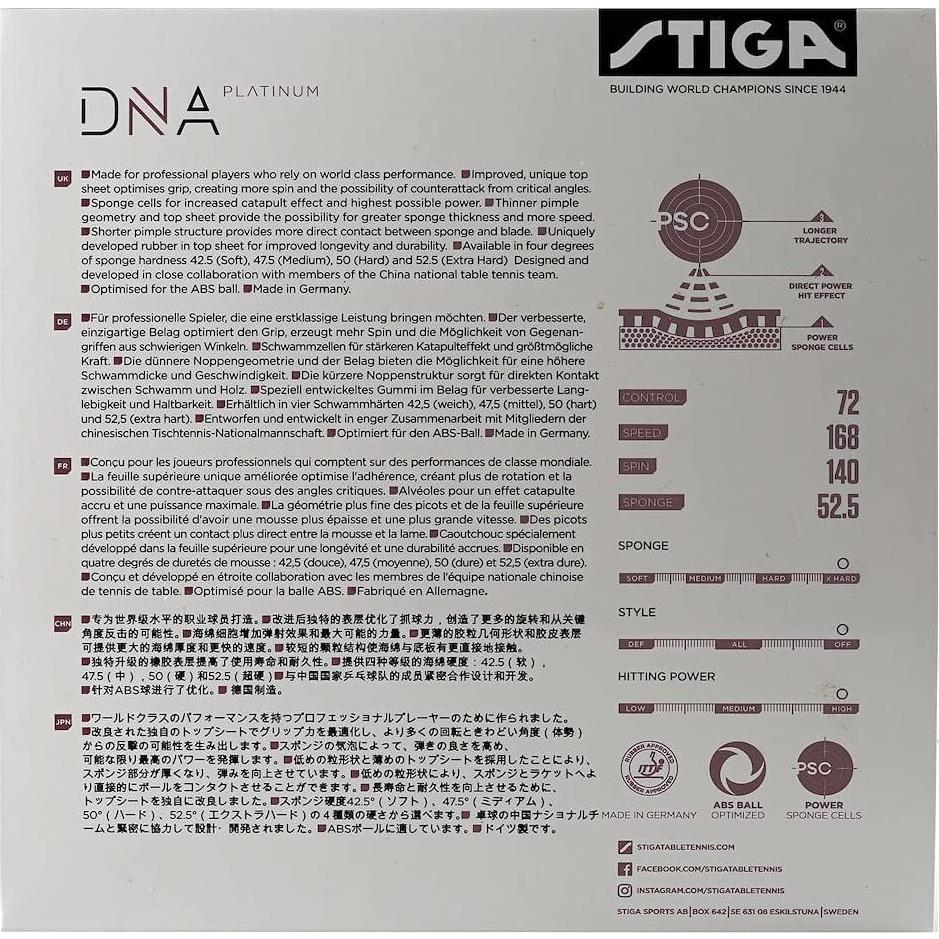 Goma de Tenis de Mesa STIGA DNA Platinum XH 2.3mm Roja