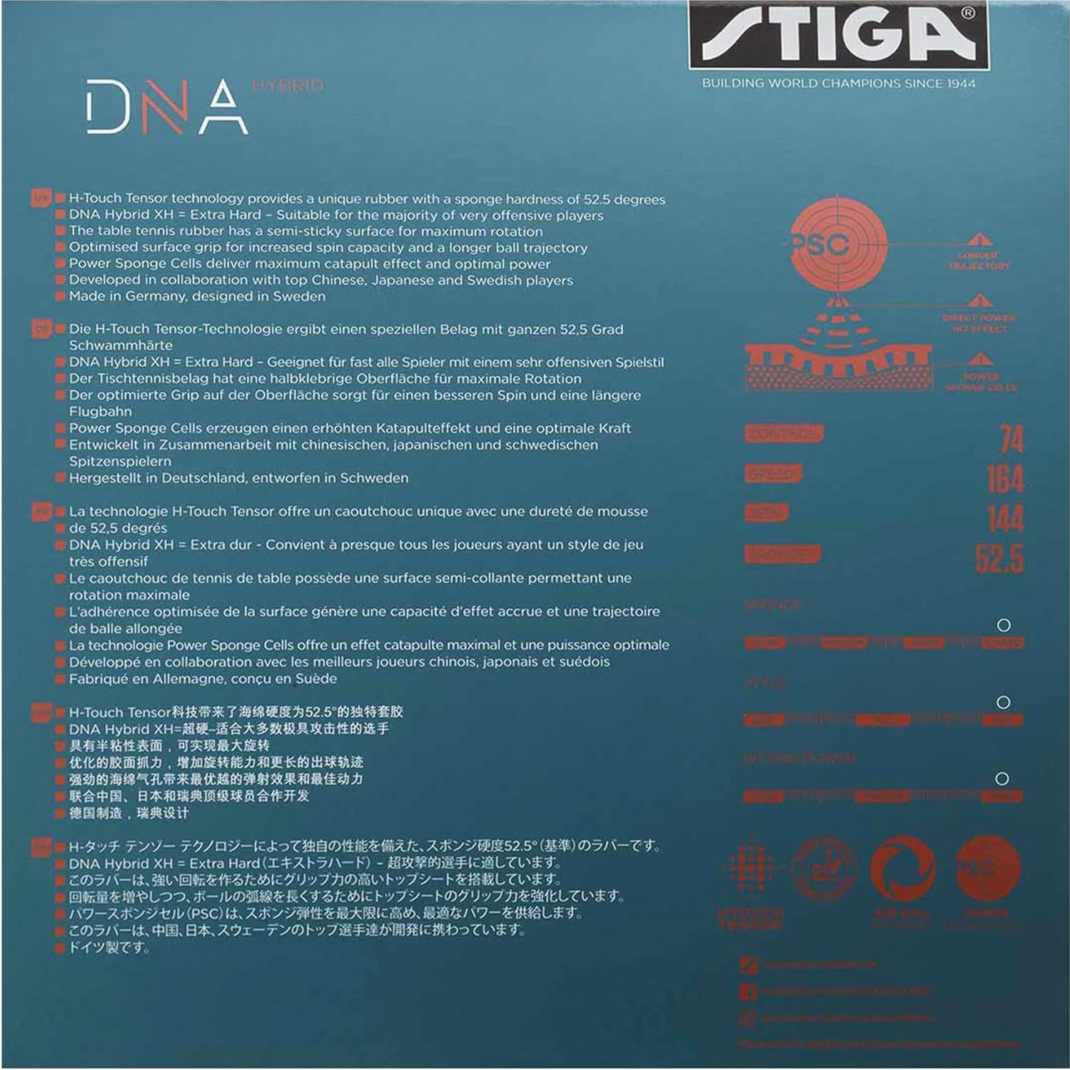 Goma de Tenis de Mesa Stiga DNA Hybrid XH 2.1mm Roja