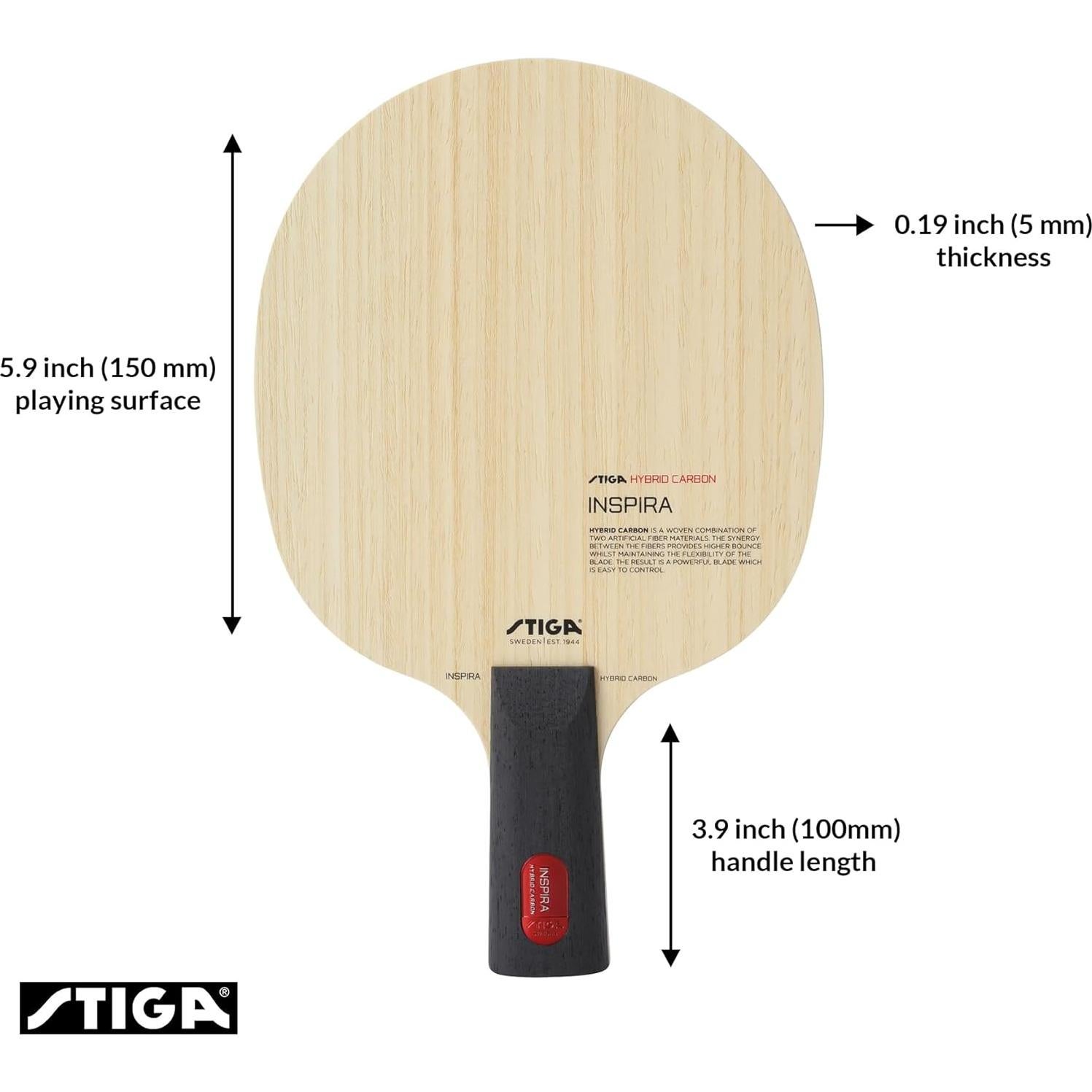 Paleta de Tenis de Mesa Stiga Inspira Híbrido Carbono 90g