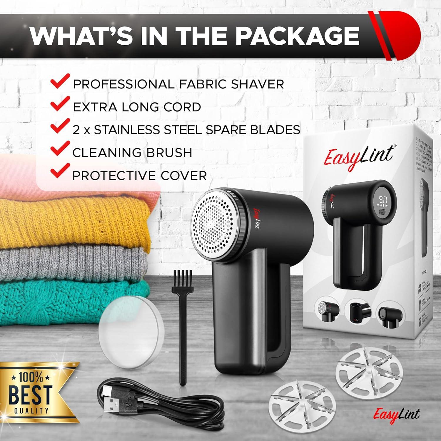 EasyLint Quitapelusas Recargable 6 Cuchillas Pantalla LED