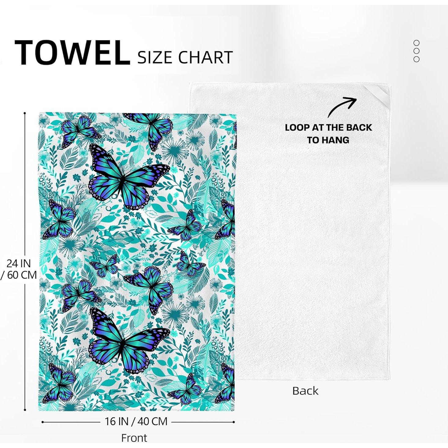 Juego de Toallas de Cocina Wovoto Mariposa Verde 2 Piezas 40x60cm