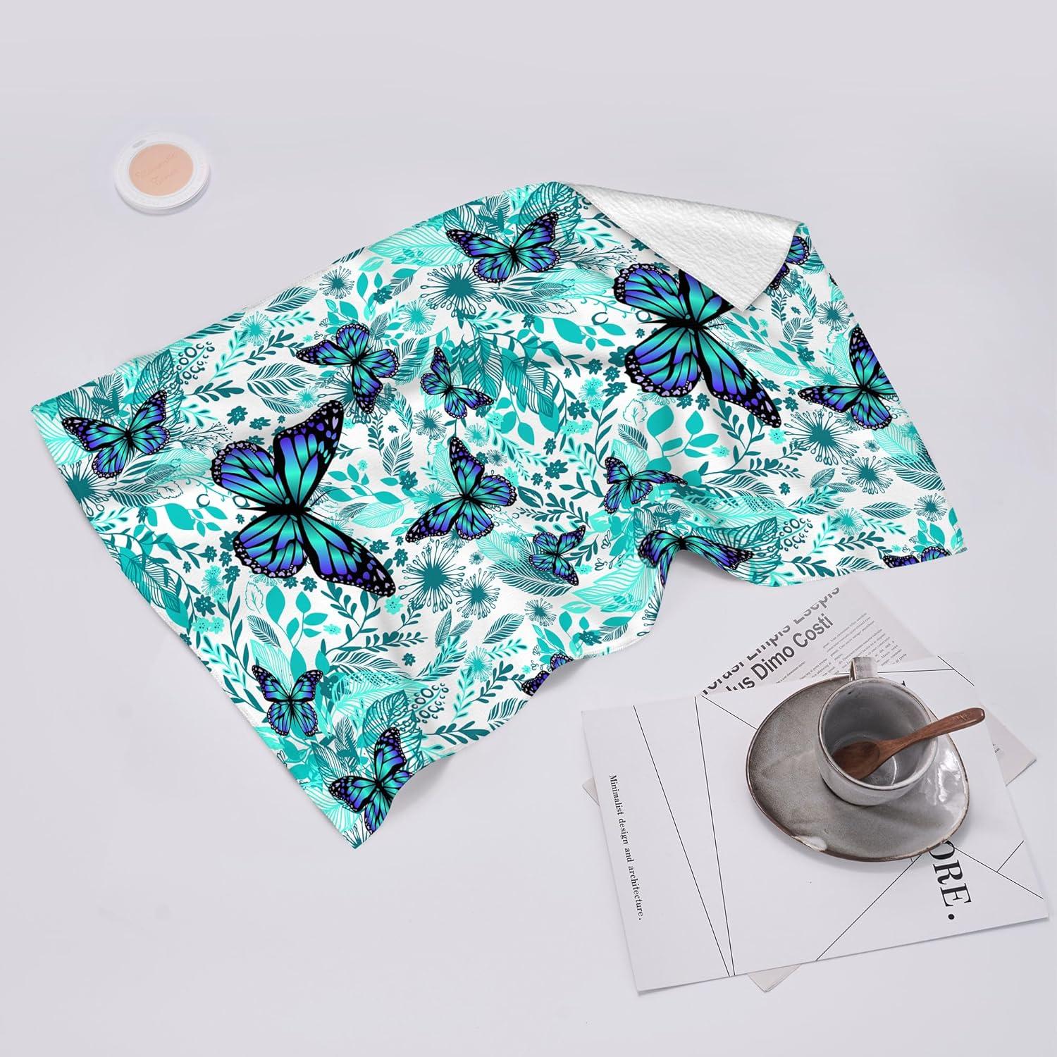 Juego de Toallas de Cocina Wovoto Mariposa Verde 2 Piezas 40x60cm