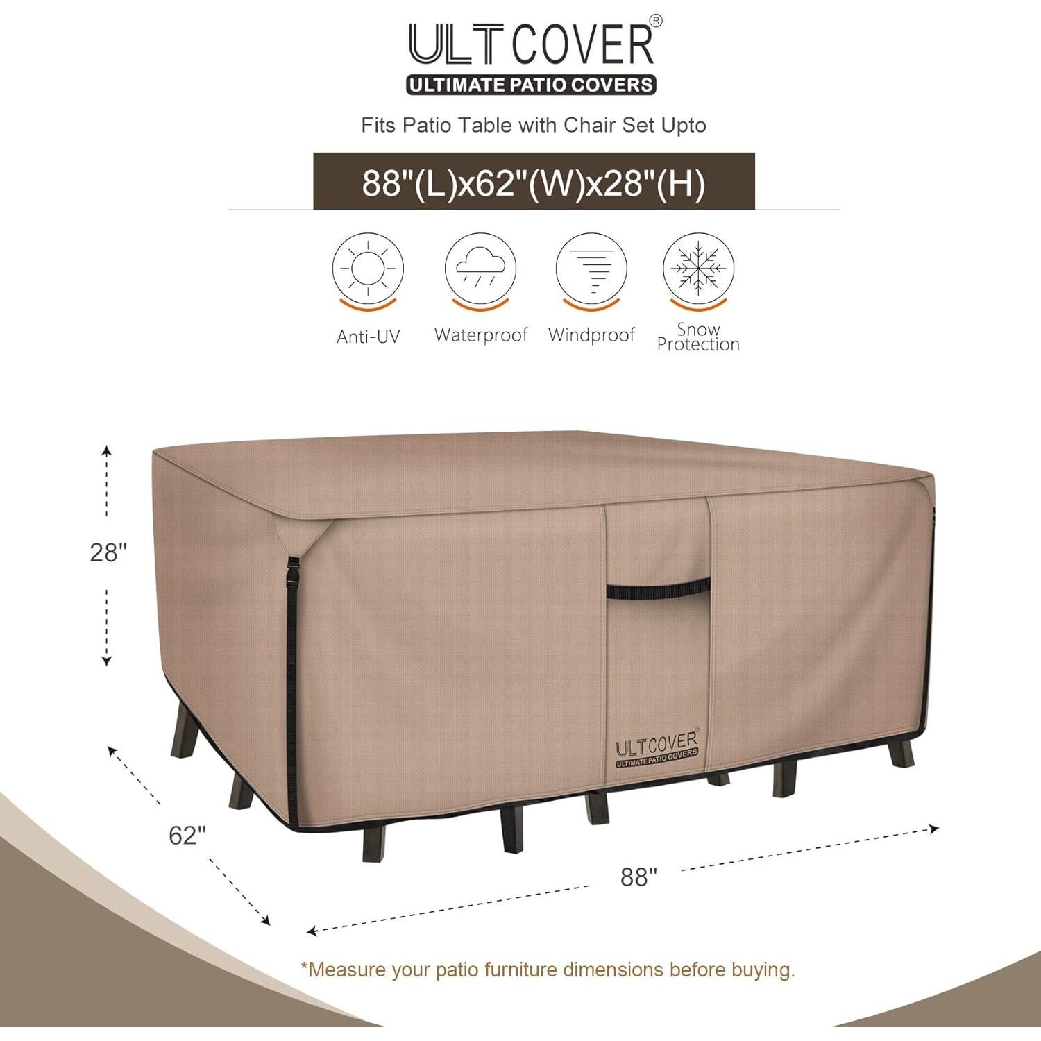 Funda de Mesa de Patio Rectangular ULTCOVER 223.5x157.5 cm Impermeable