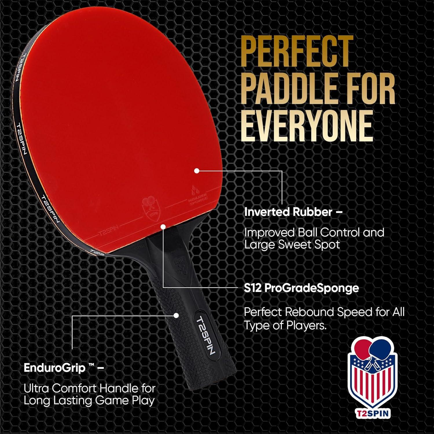 Juego de Palas de Ping Pong T2Spin con 3 Pelotas - Alto Rendimiento