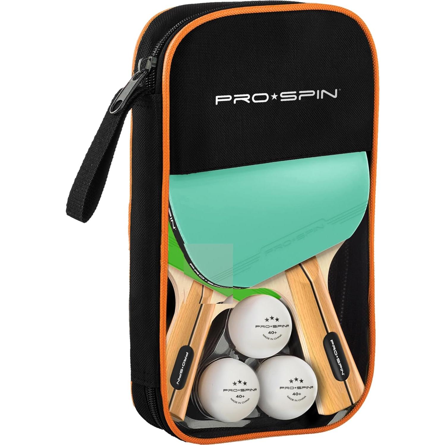 Set de Palas de Ping Pong PRO-SPIN 2 Jugadores Menta/Verde