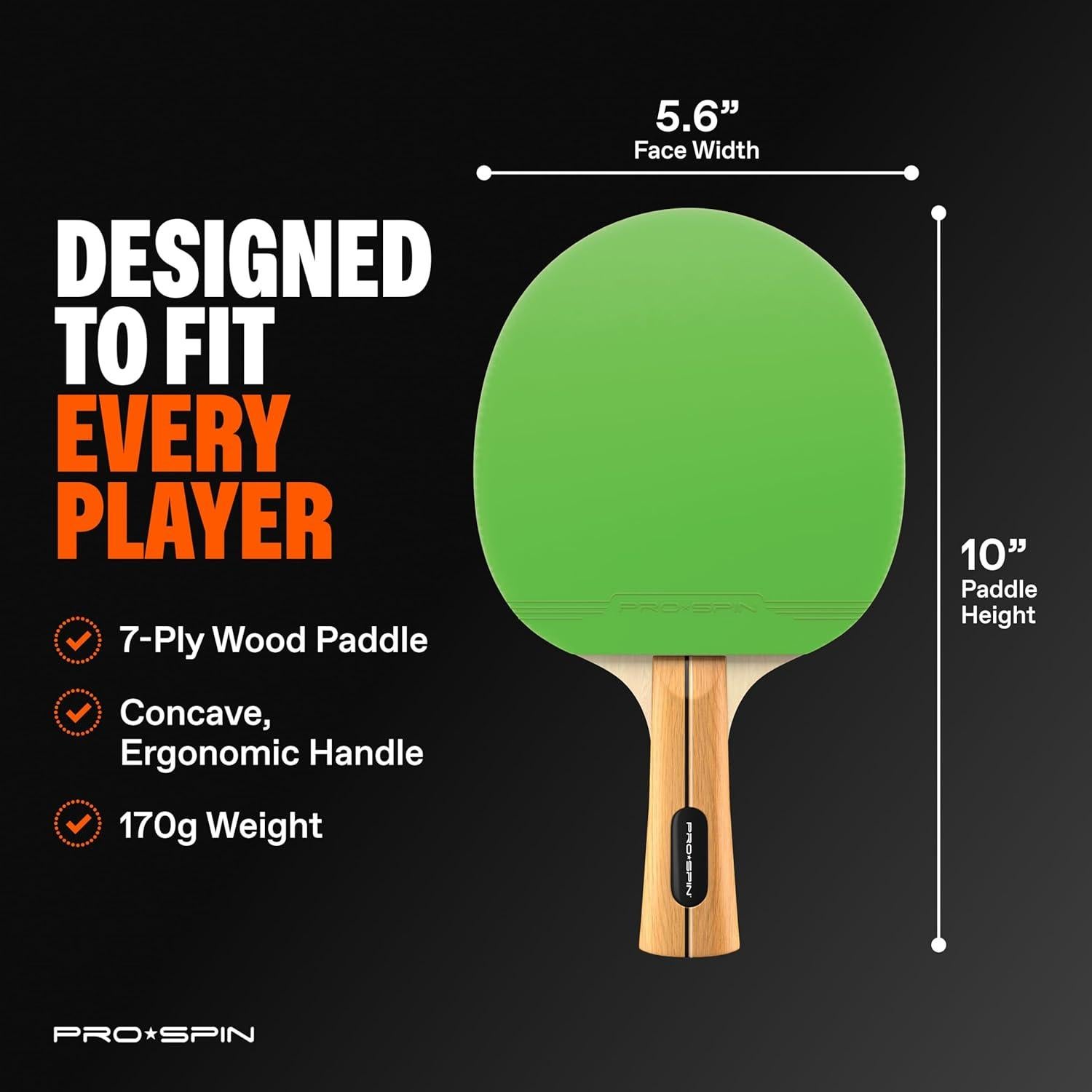 Set de Palas de Ping Pong PRO-SPIN 2 Jugadores Menta/Verde