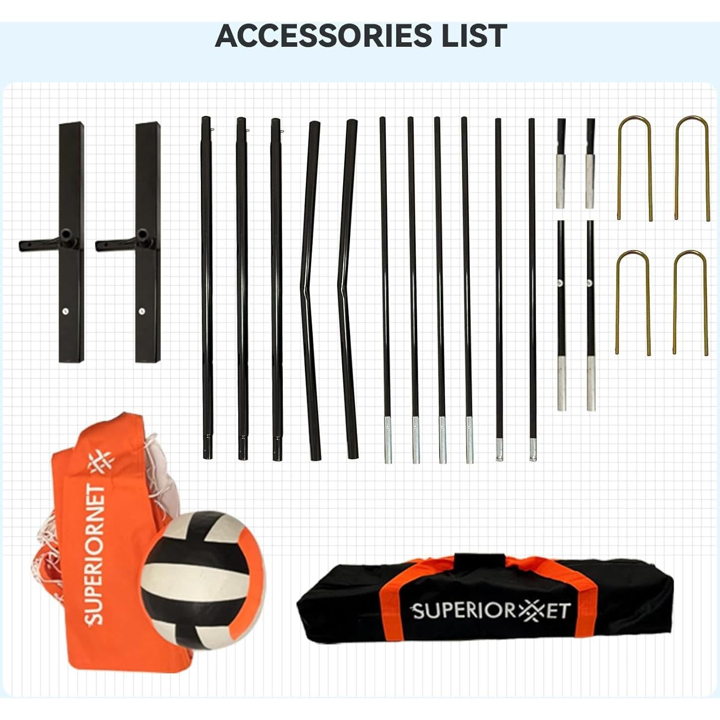 Red de Voleibol Ajustable 3.66m Superiornet - Portátil con Bolsa