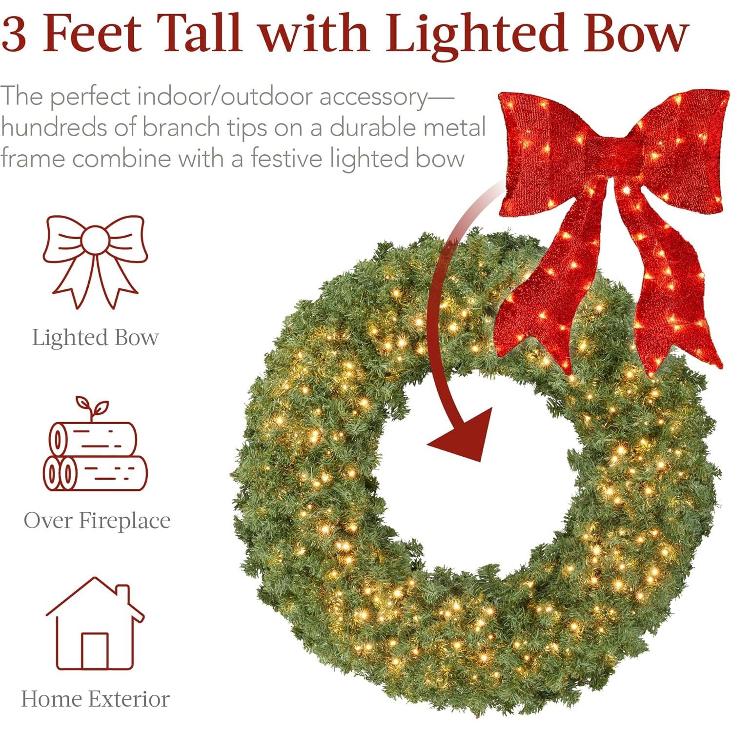 Corona Navideña Artificial 91cm Mejor Opción Productos LED