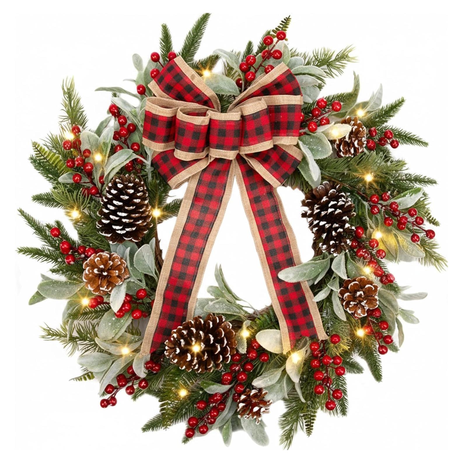 Corona de Navidad 60.96 cm VGIA con Luces LED y Decoración