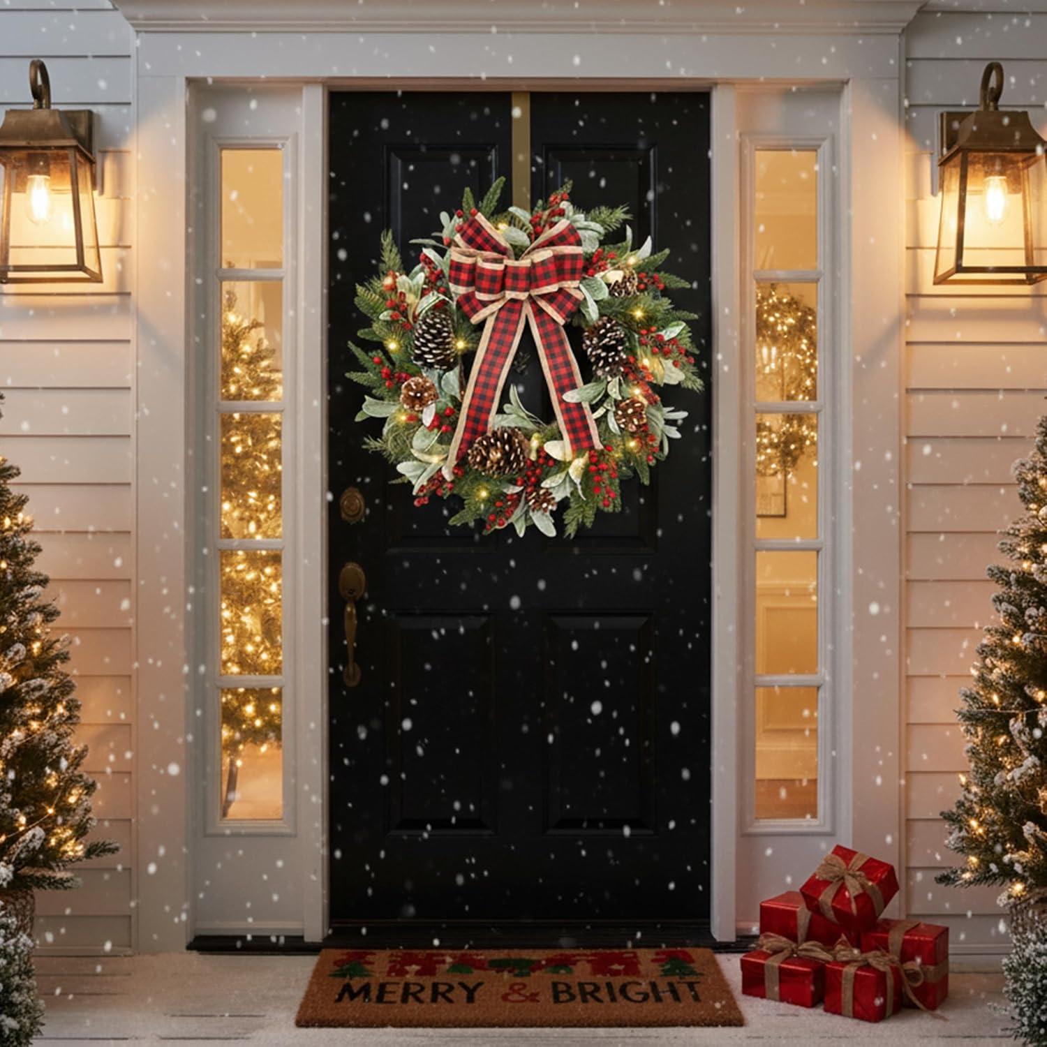 Corona de Navidad 60.96 cm VGIA con Luces LED y Decoración