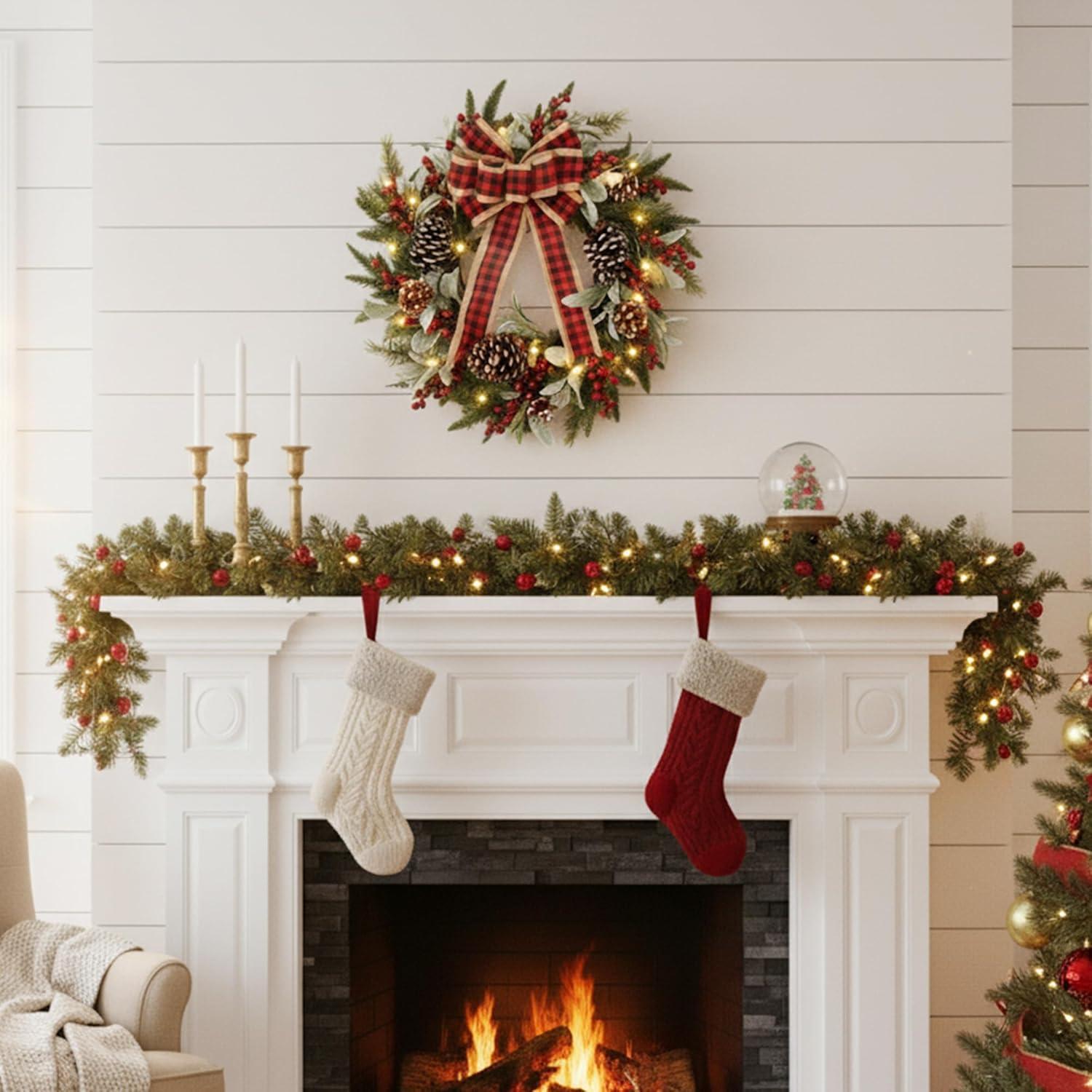 Corona de Navidad 60.96 cm VGIA con Luces LED y Decoración