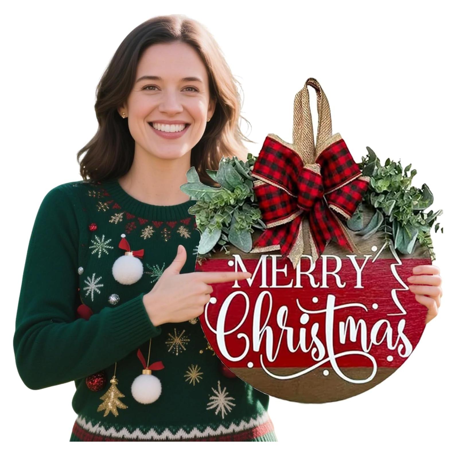 Cartel Colgante Feliz Navidad VQRZG 30 cm Madera Decoración