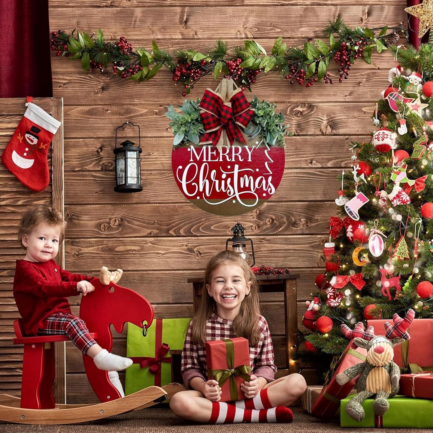 Cartel Colgante Feliz Navidad VQRZG 30 cm Madera Decoración