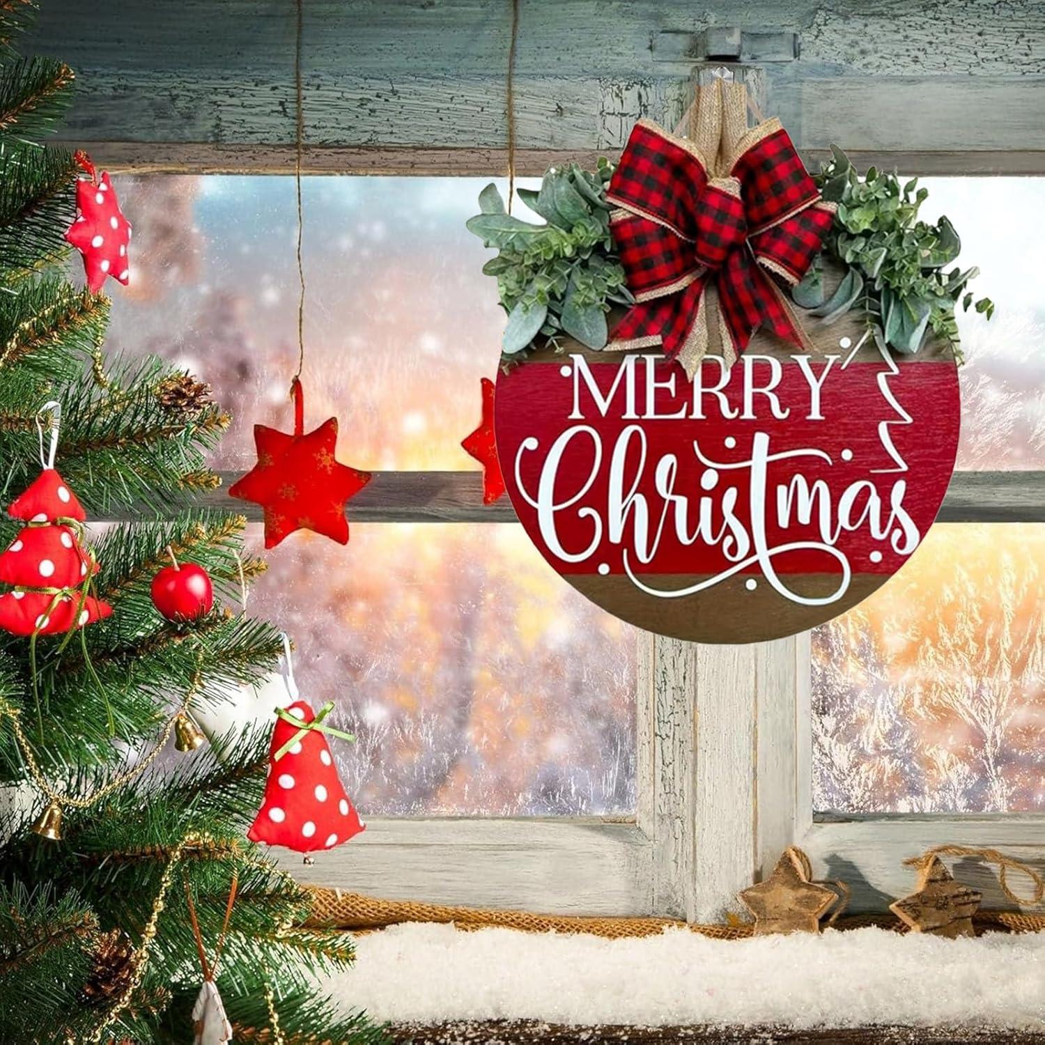 Cartel Colgante Feliz Navidad VQRZG 30 cm Madera Decoración