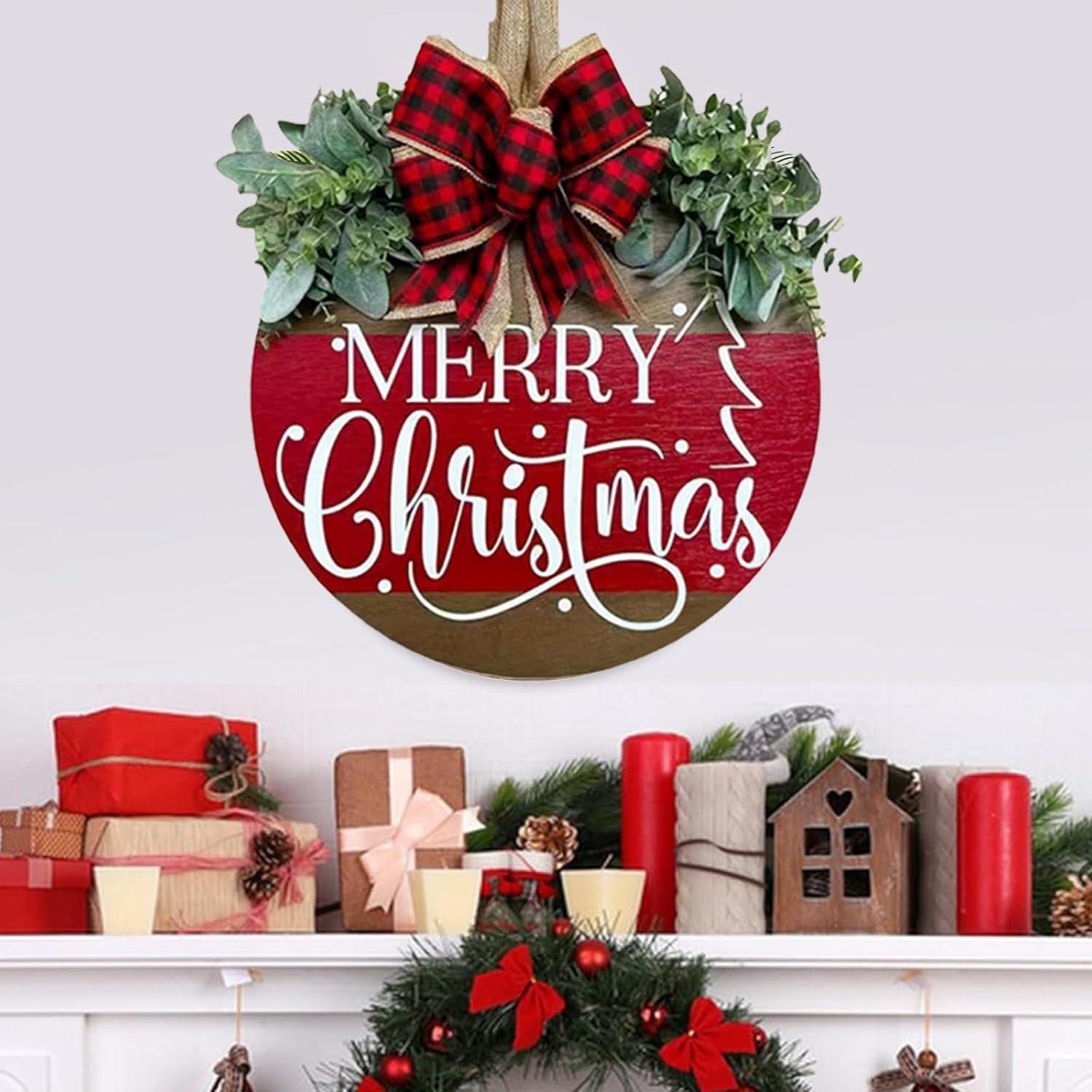 Cartel Colgante Feliz Navidad VQRZG 30 cm Madera Decoración