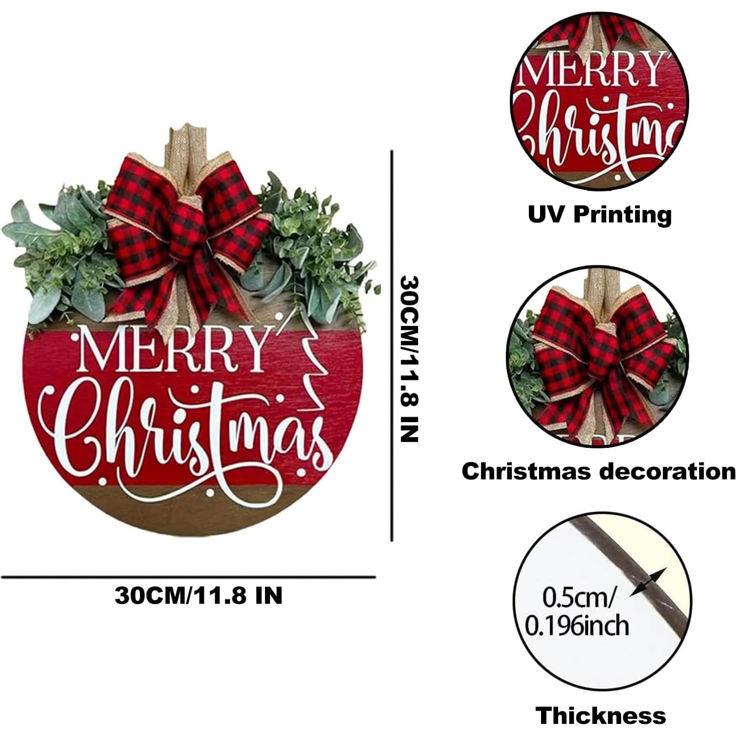 Cartel Colgante Feliz Navidad VQRZG 30 cm Madera Decoración