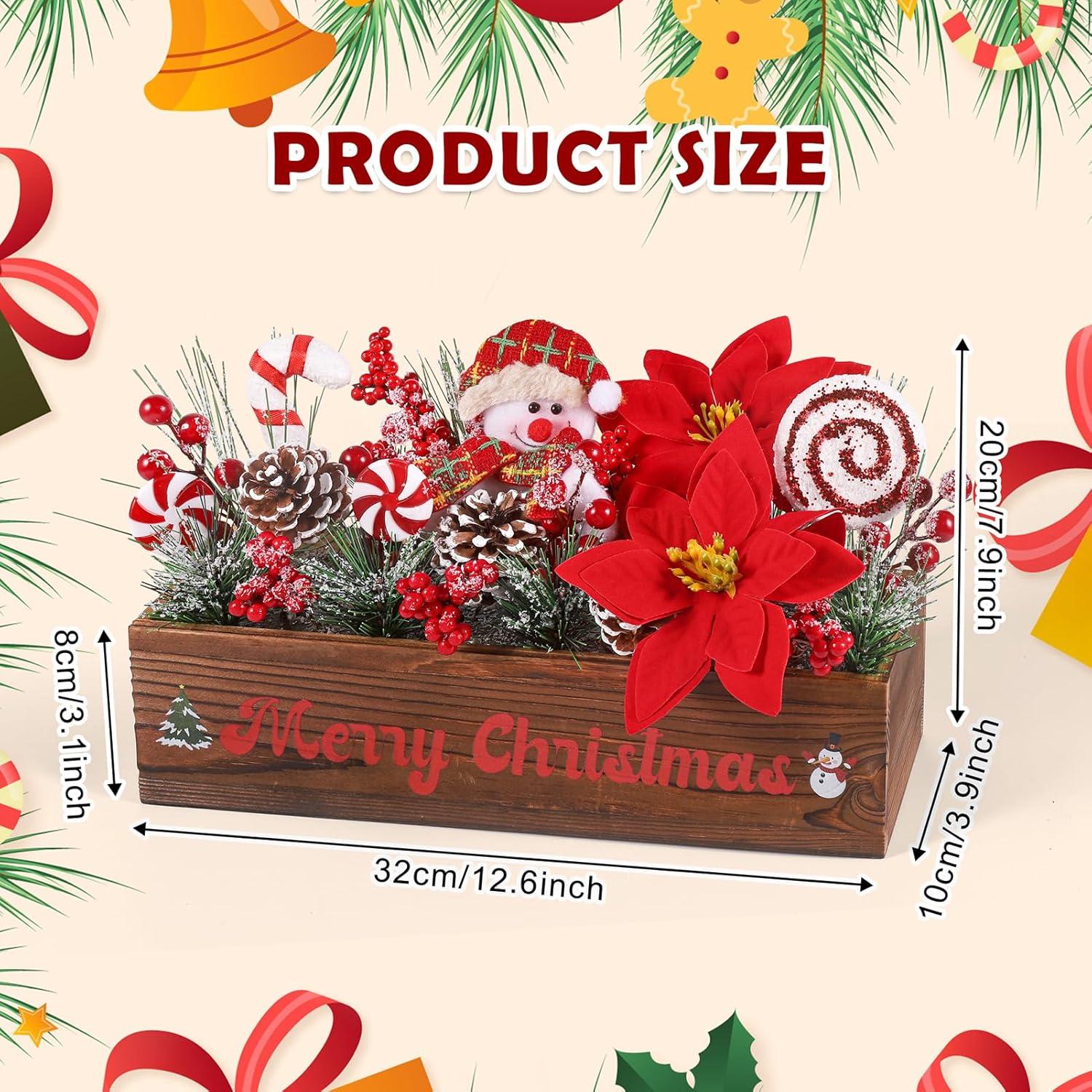 Centro de Mesa Navideño Dlerom con Arreglos Artificiales 32x10x8cm