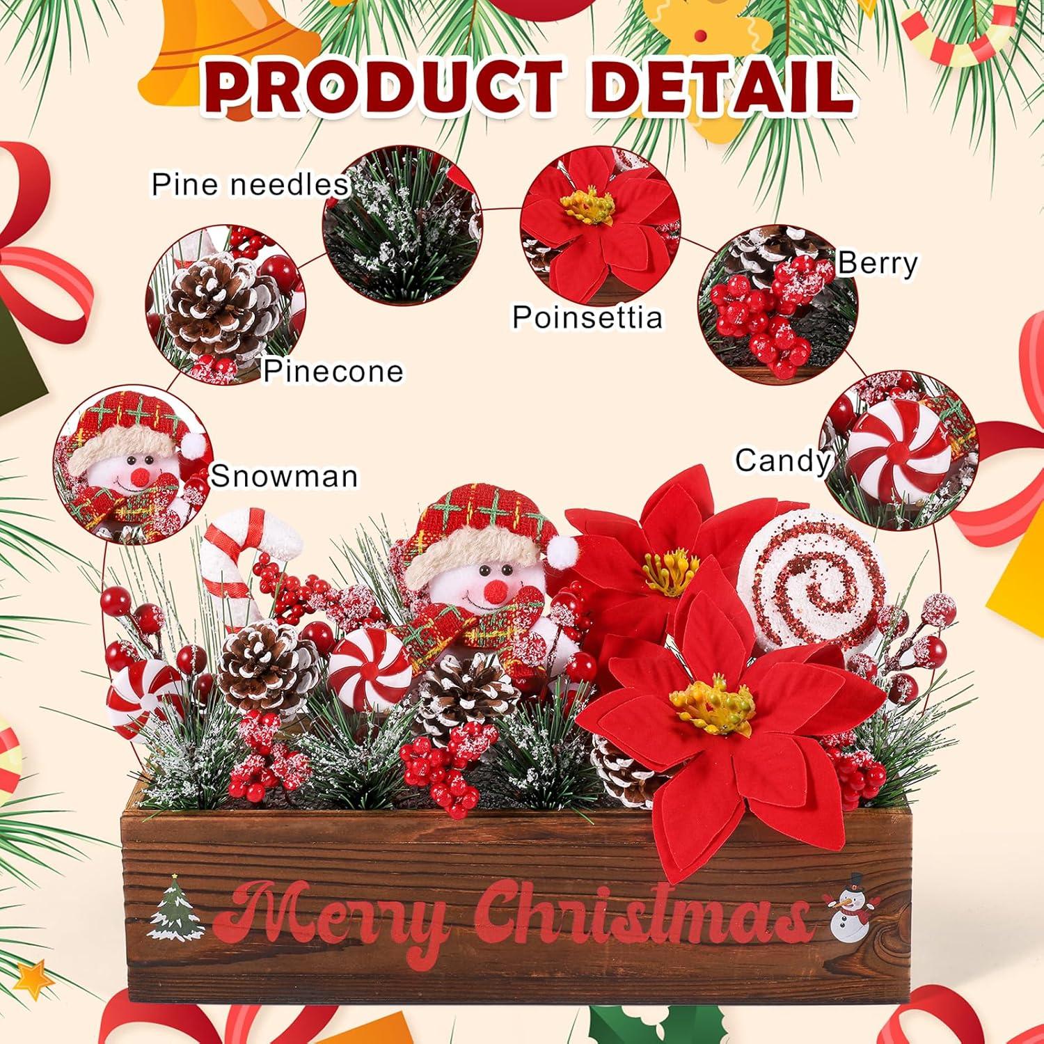 Centro de Mesa Navideño Dlerom con Arreglos Artificiales 32x10x8cm