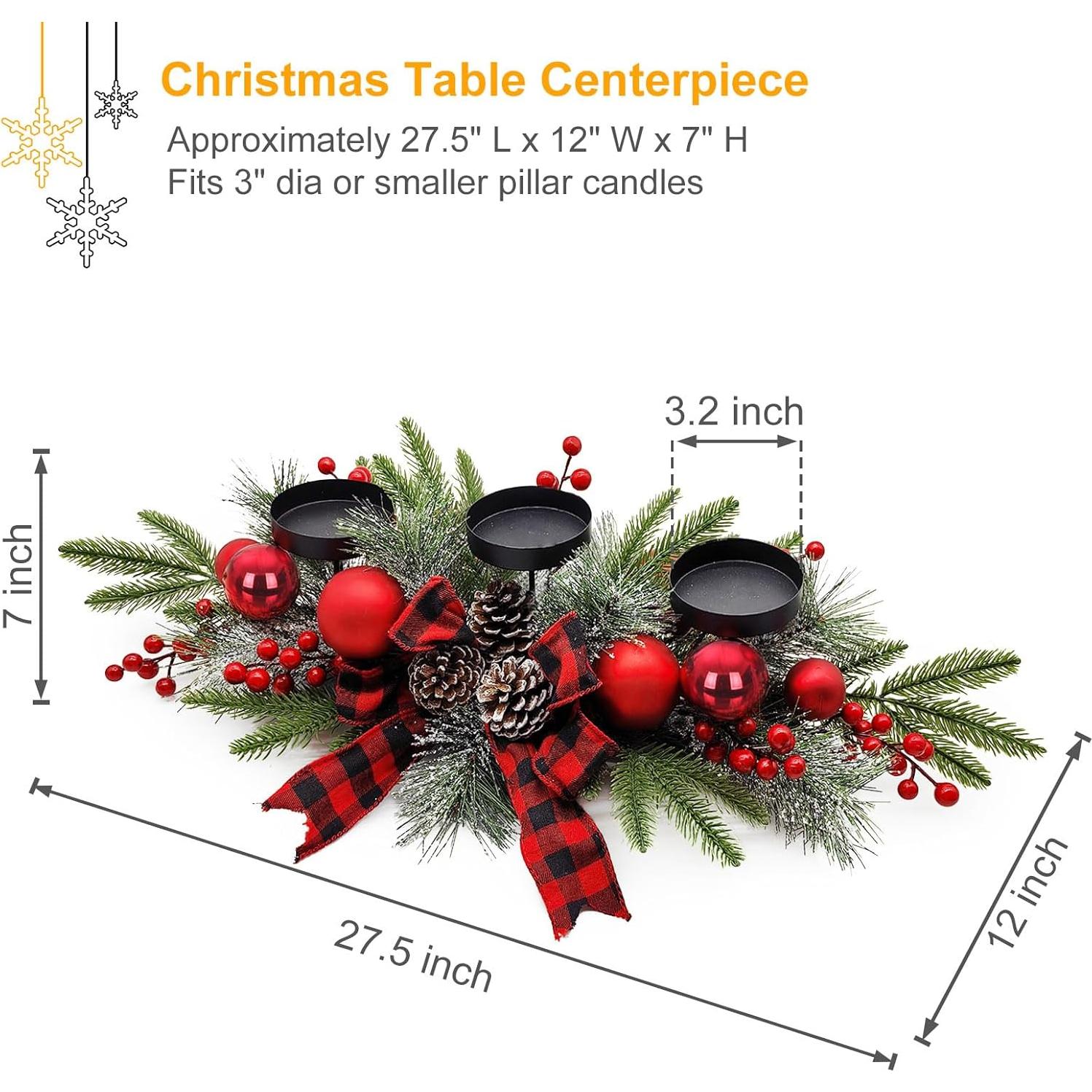 Centro de Mesa Navideño SUNNYPARK 69.85x30.48 cm Rojo