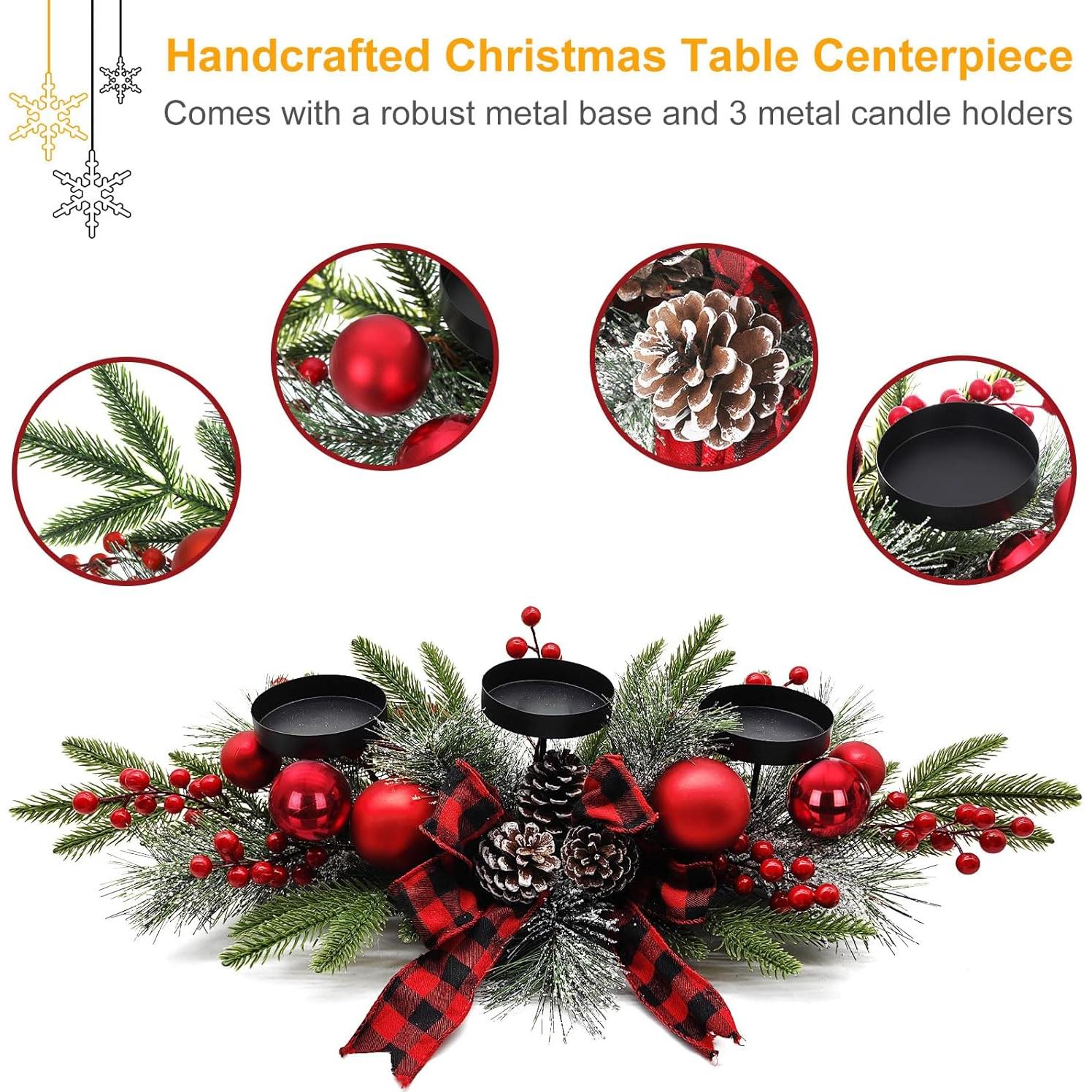 Centro de Mesa Navideño SUNNYPARK 69.85x30.48 cm Rojo