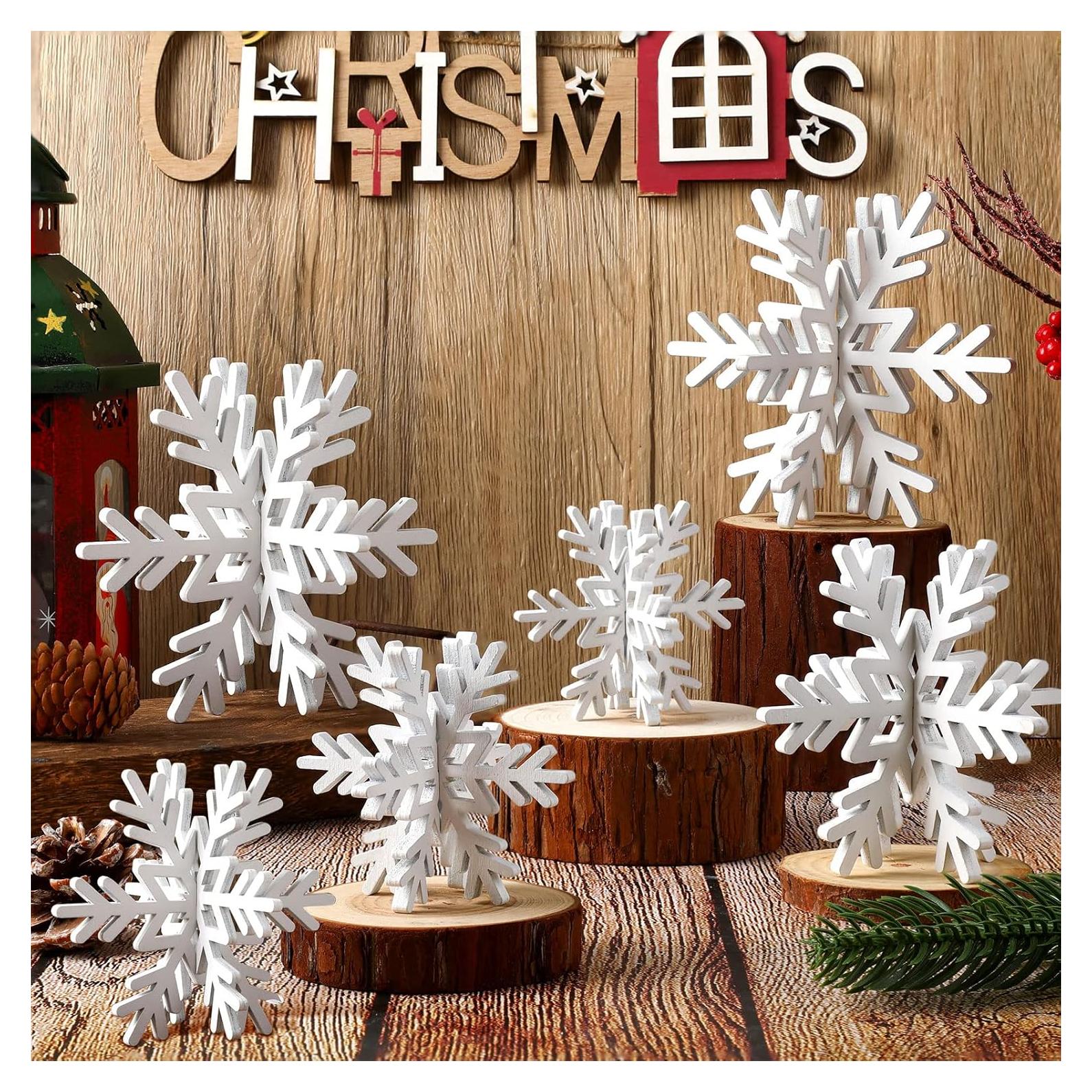 Bucherry 12 Piezas Decoración de Mesa Copo de Nieve 3D Blanca