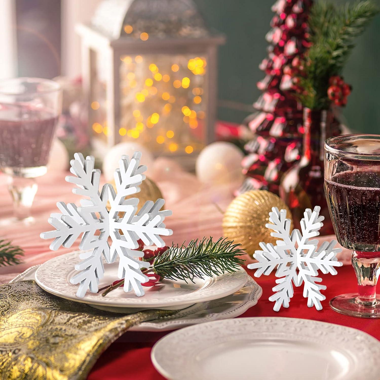 Bucherry 12 Piezas Decoración de Mesa Copo de Nieve 3D Blanca