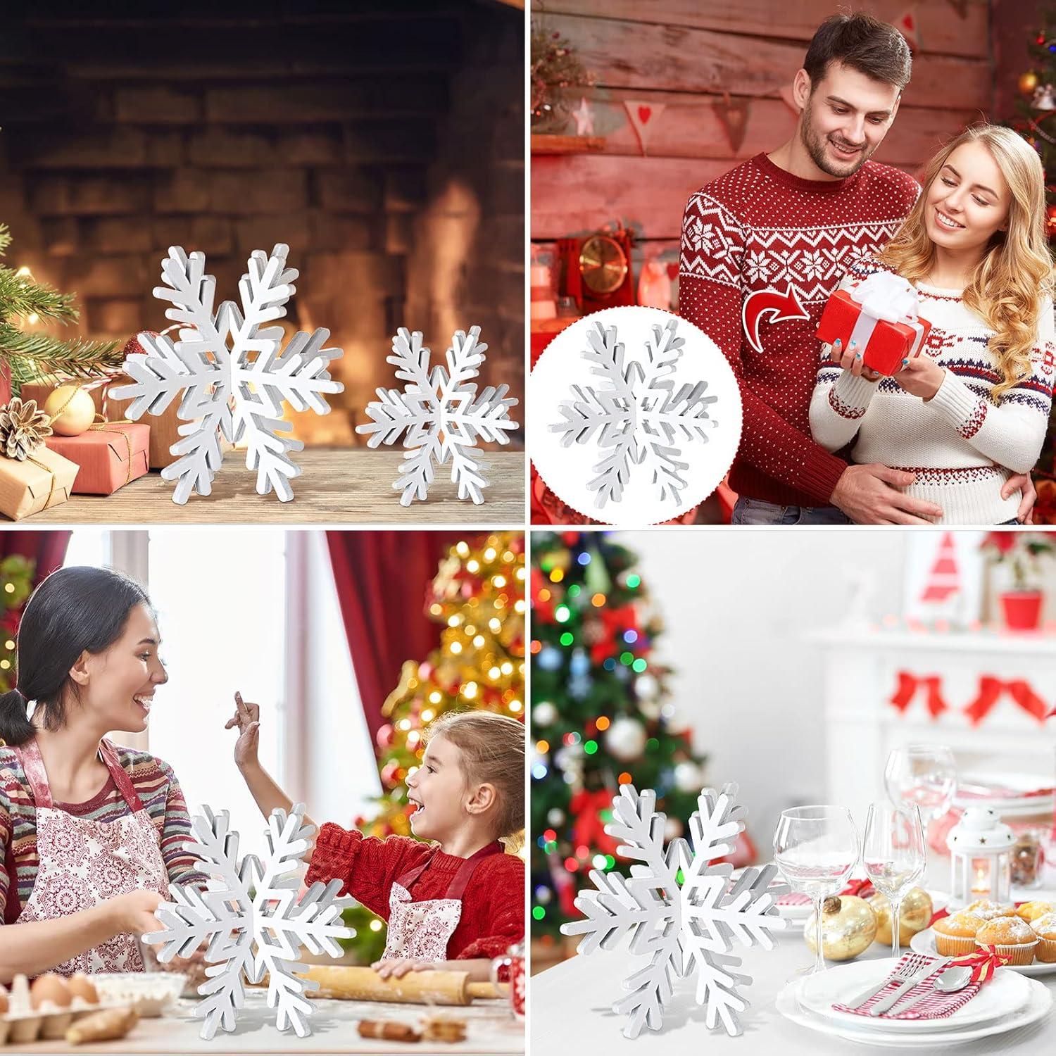 Bucherry 12 Piezas Decoración de Mesa Copo de Nieve 3D Blanca