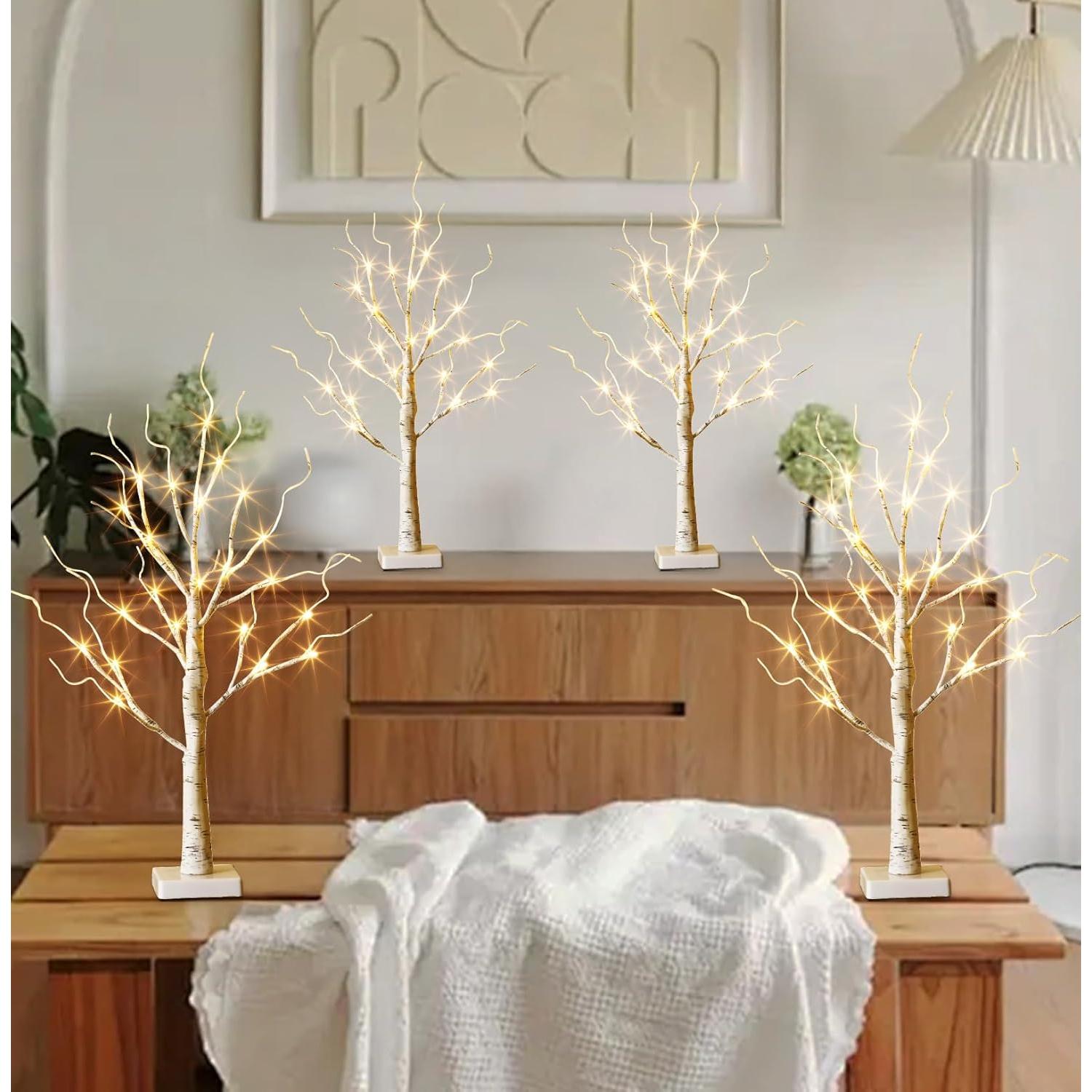 EAMBRITE Árbol de Abedul Iluminado LED 0.61 m - Paquete de 4