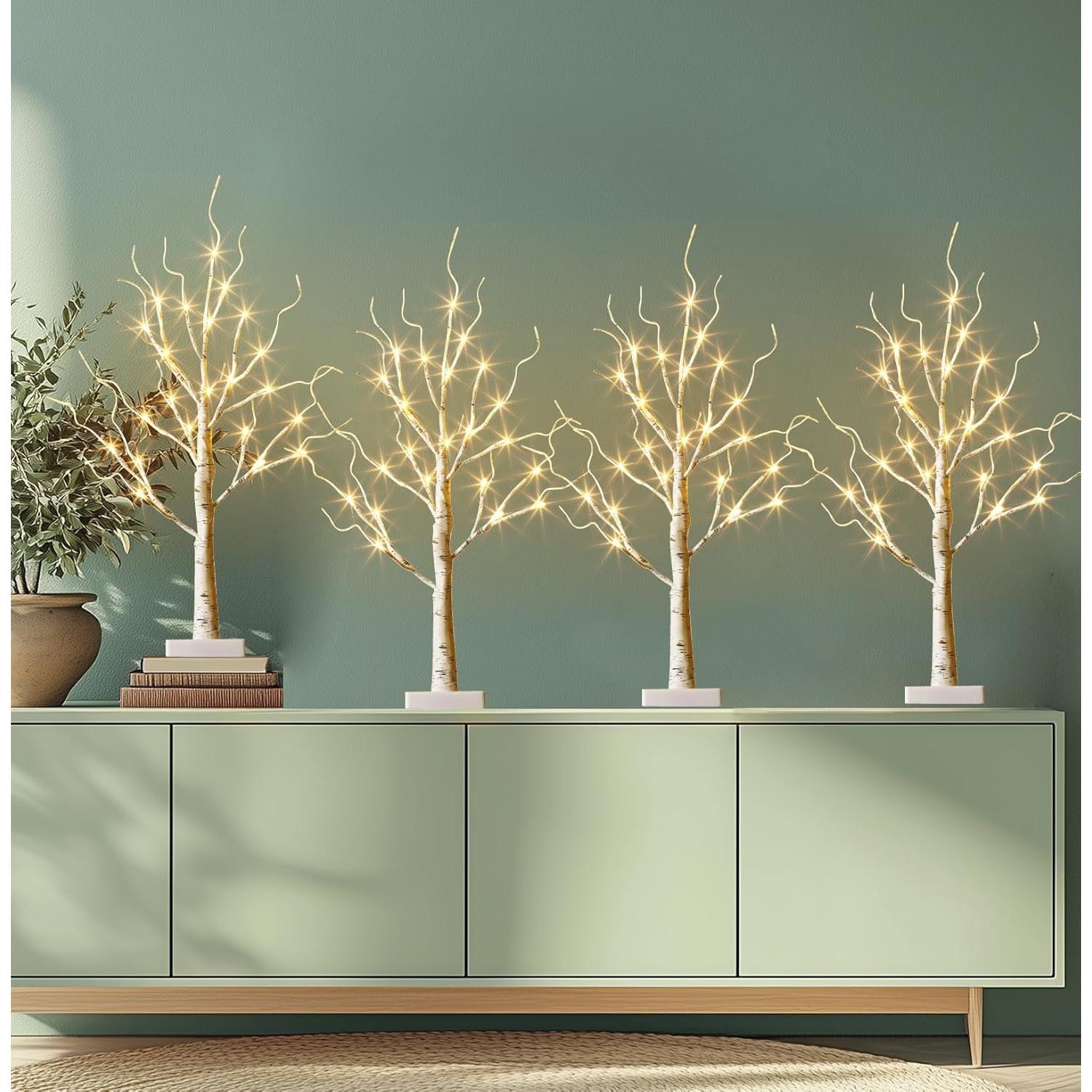 EAMBRITE Árbol de Abedul Iluminado LED 0.61 m - Paquete de 4