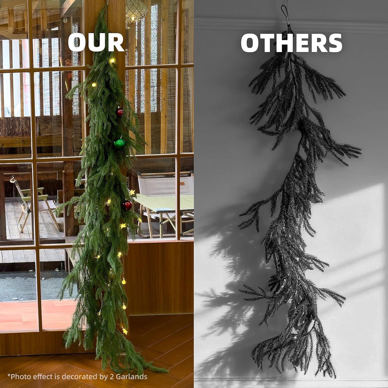 Guirnalda Artificial de Pino Norfolk 2Pcs 1.83m para Navidad