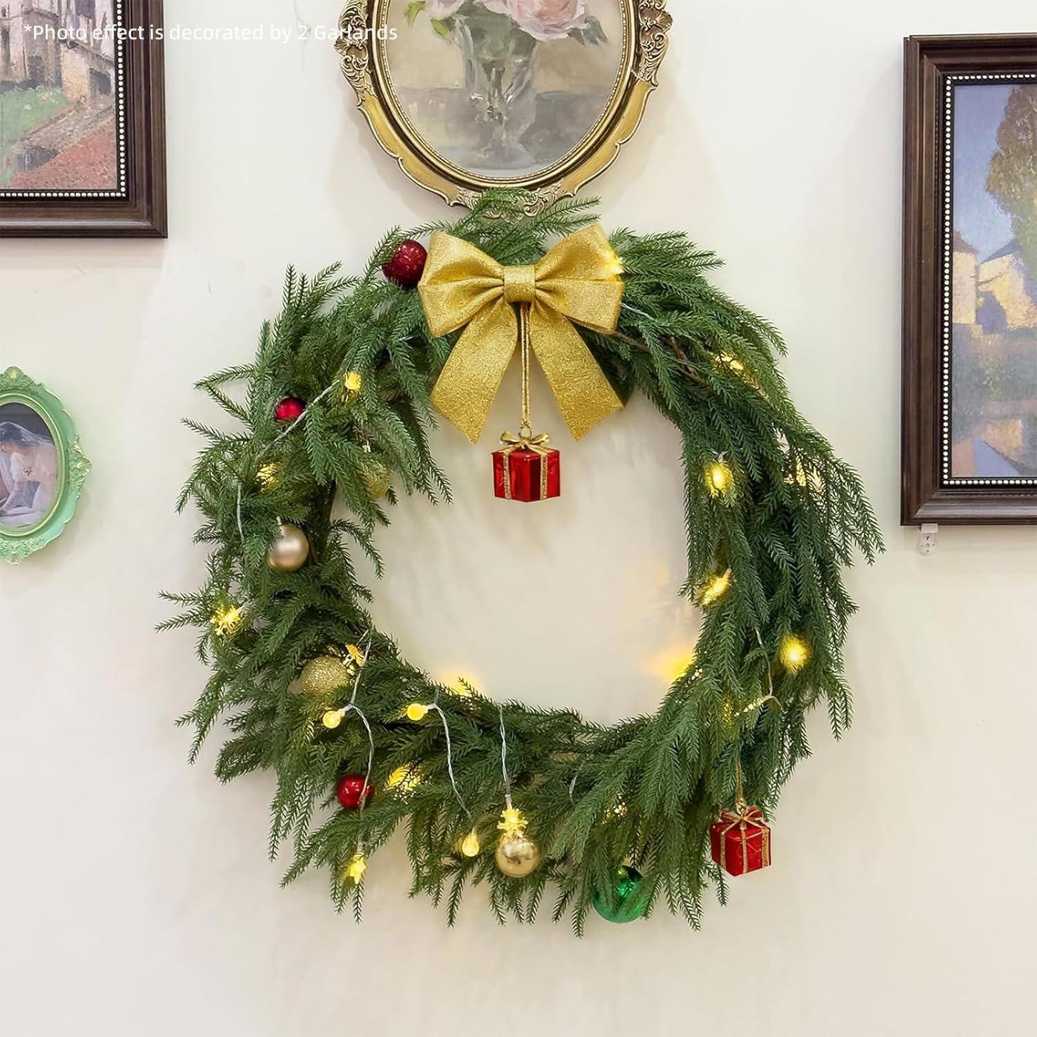 Guirnalda Artificial de Pino Norfolk 2Pcs 1.83m para Navidad