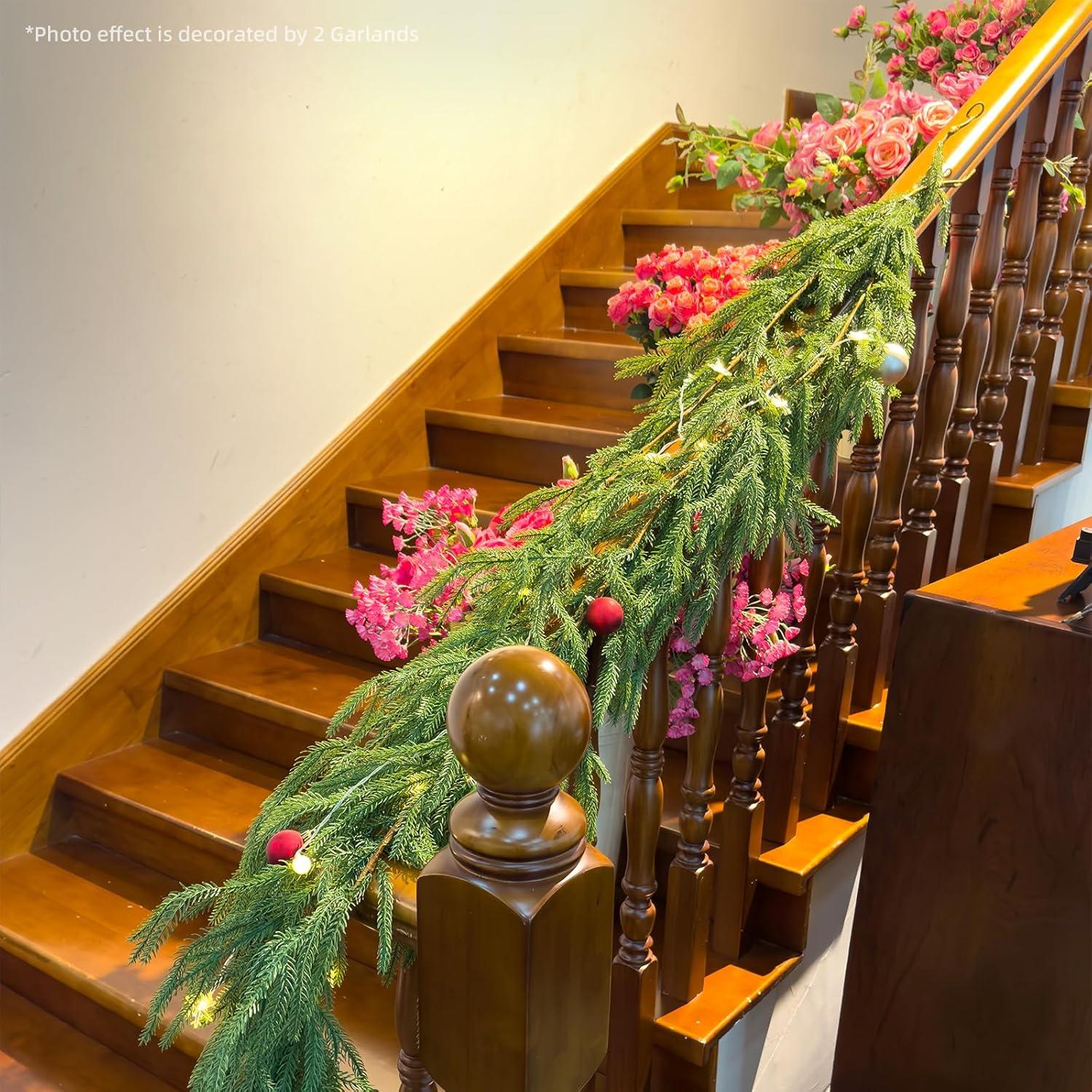 Guirnalda Artificial de Pino Norfolk 2Pcs 1.83m para Navidad