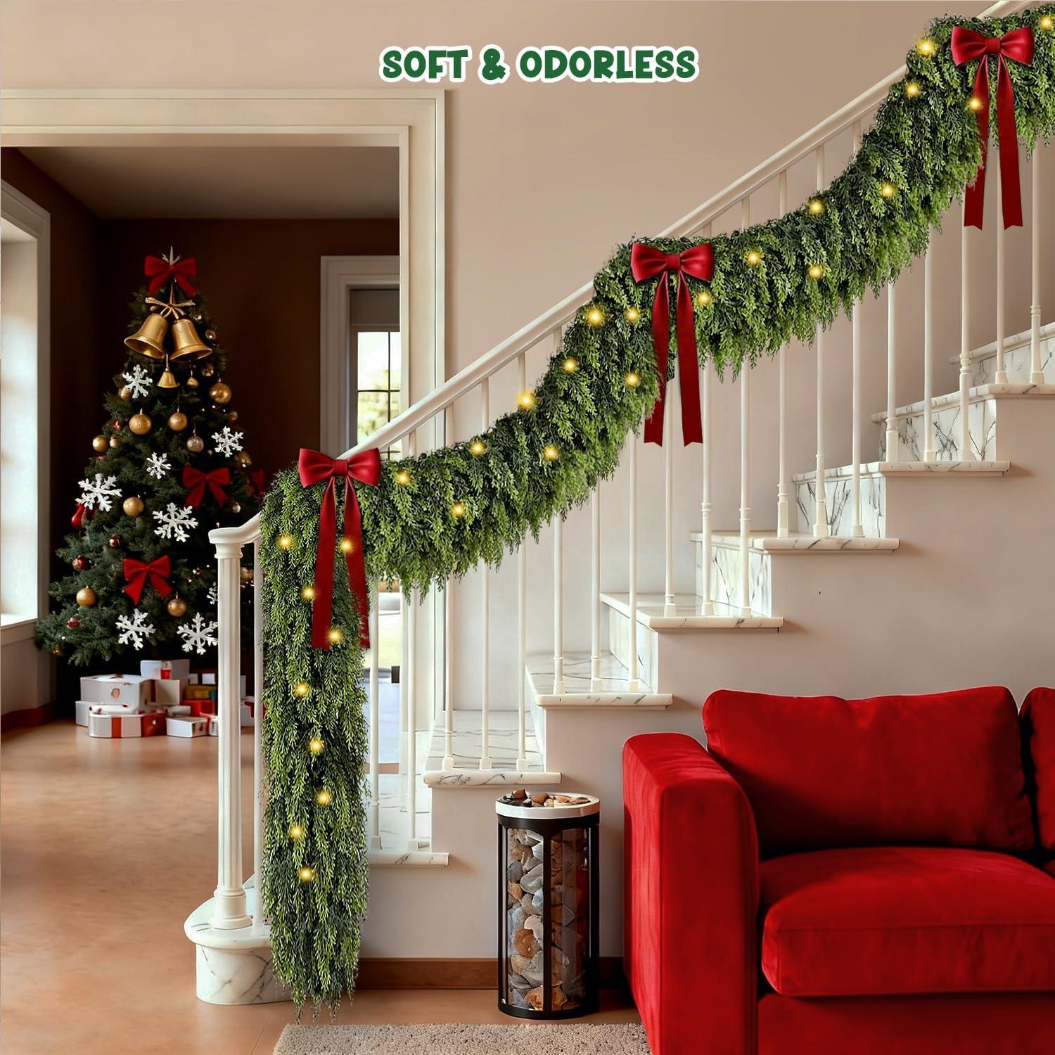 Guirnalda Artificial de Cedro 2.97kg 9FT con Luces - Decoración Navideña