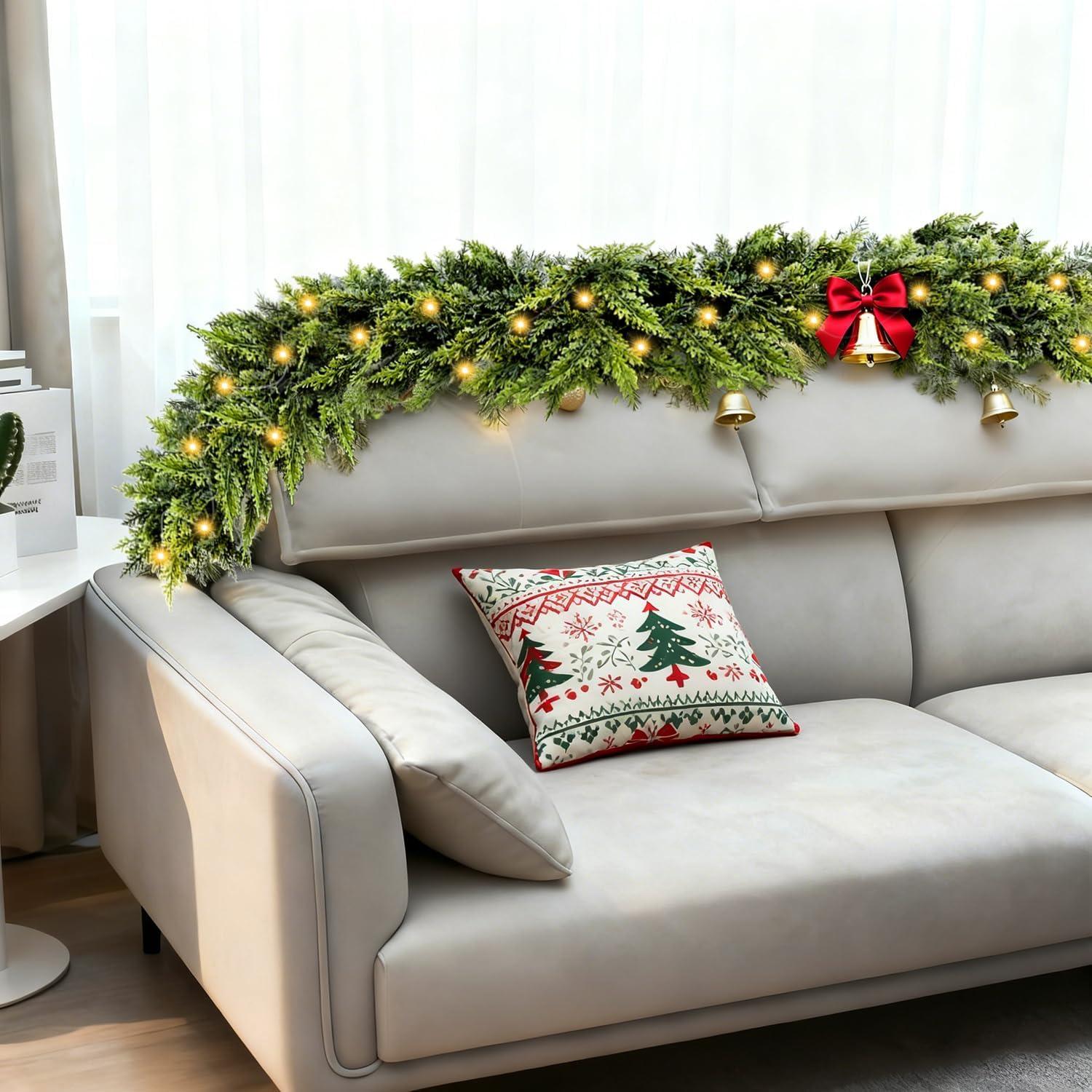 Guirnalda Artificial de Cedro 2.97kg 9FT con Luces - Decoración Navideña