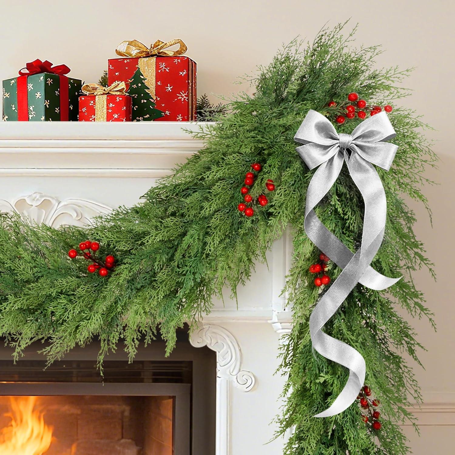 Guirnalda de Navidad 9 pies DEPMEM de ciprés artificial